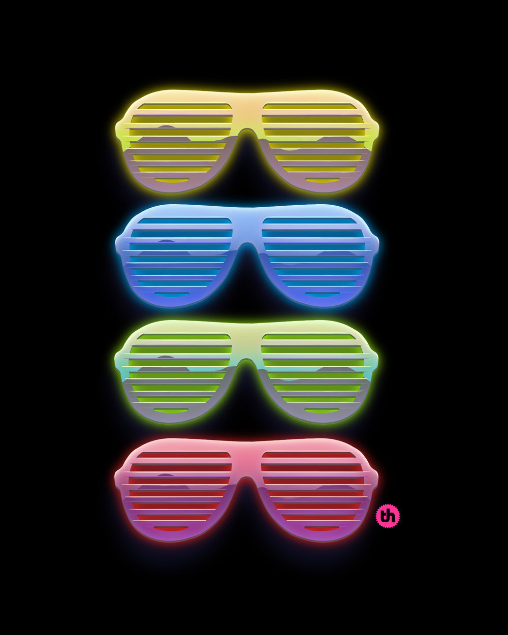 80s Neon Sunglasses Shutter Shades Eighties Party Costume Retro Vintage Cool Cotton Novelty T-Shirt