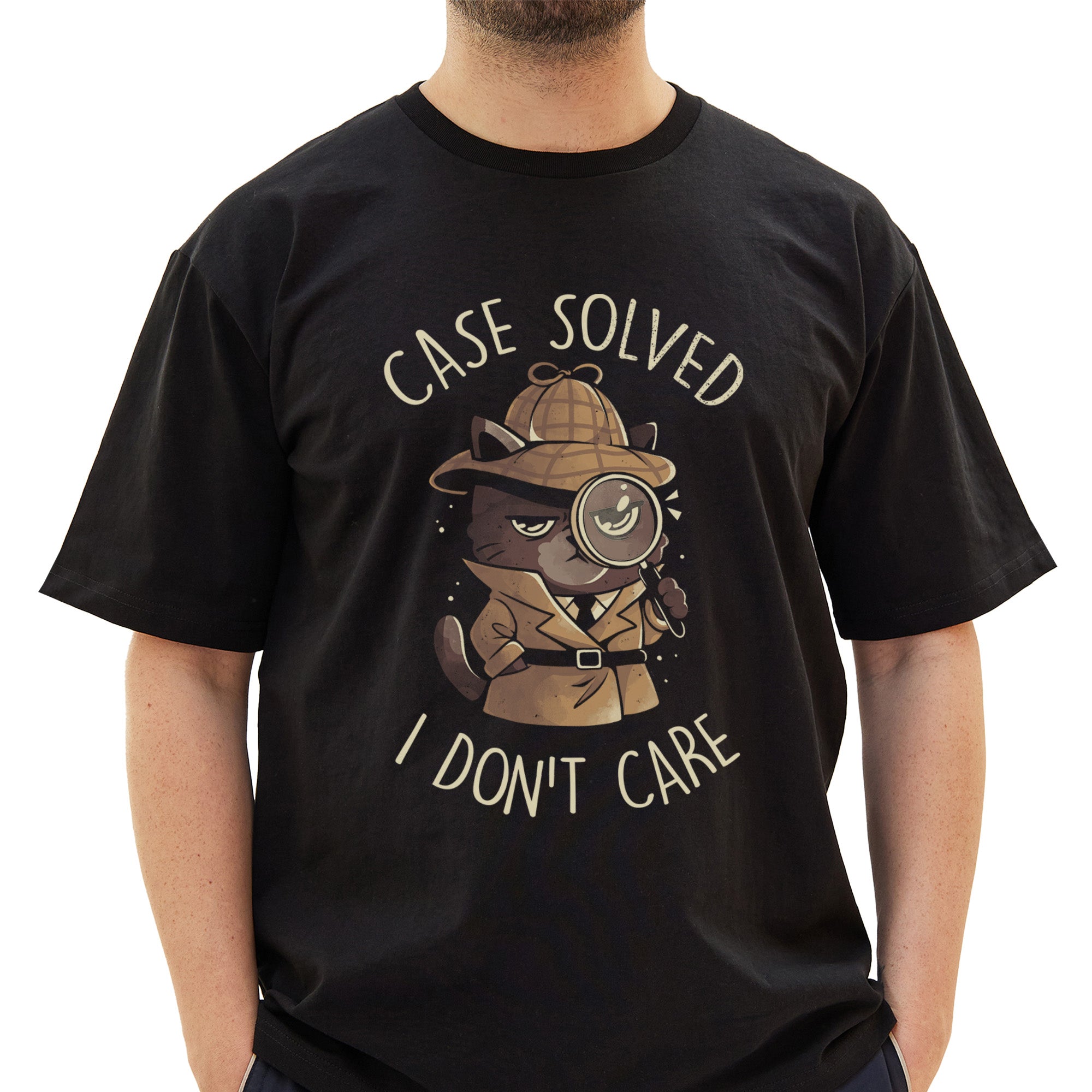 Case Solved I Dont Care - Cute Angry Cat Detective T-Shirt