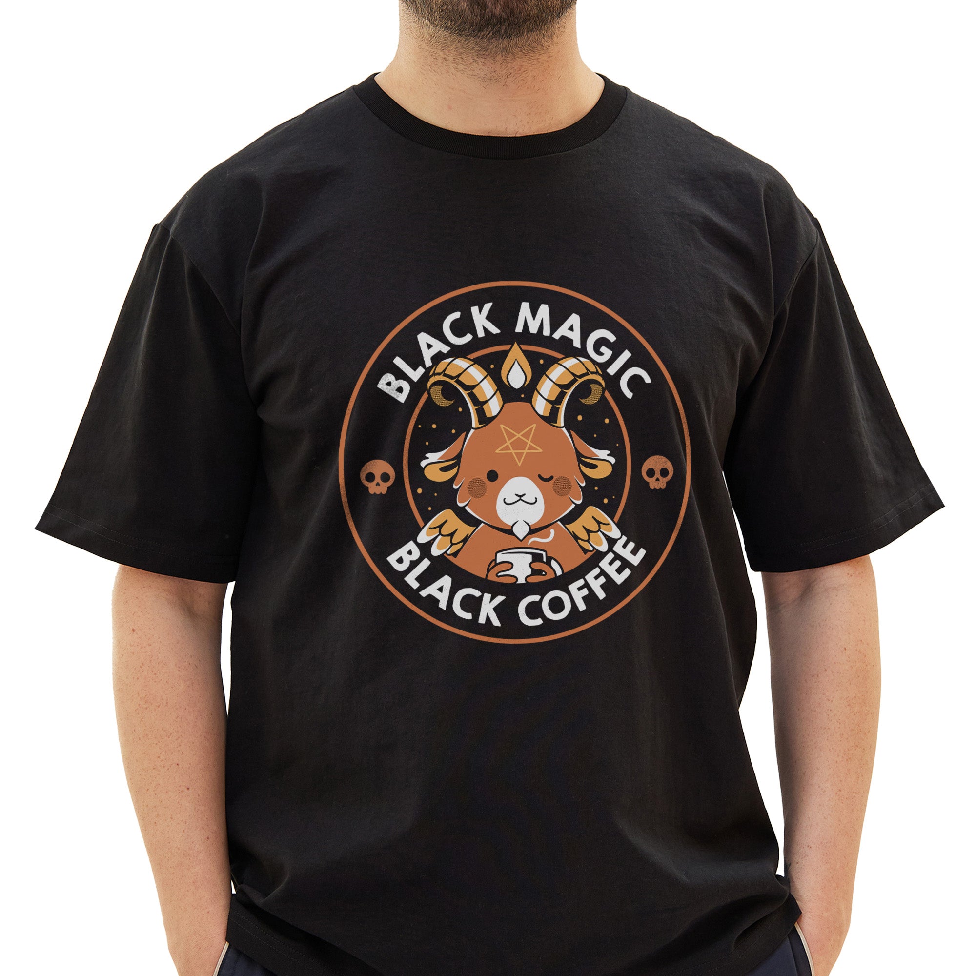 Black Magic Black Coffee Funny Baphomet T-Shirt