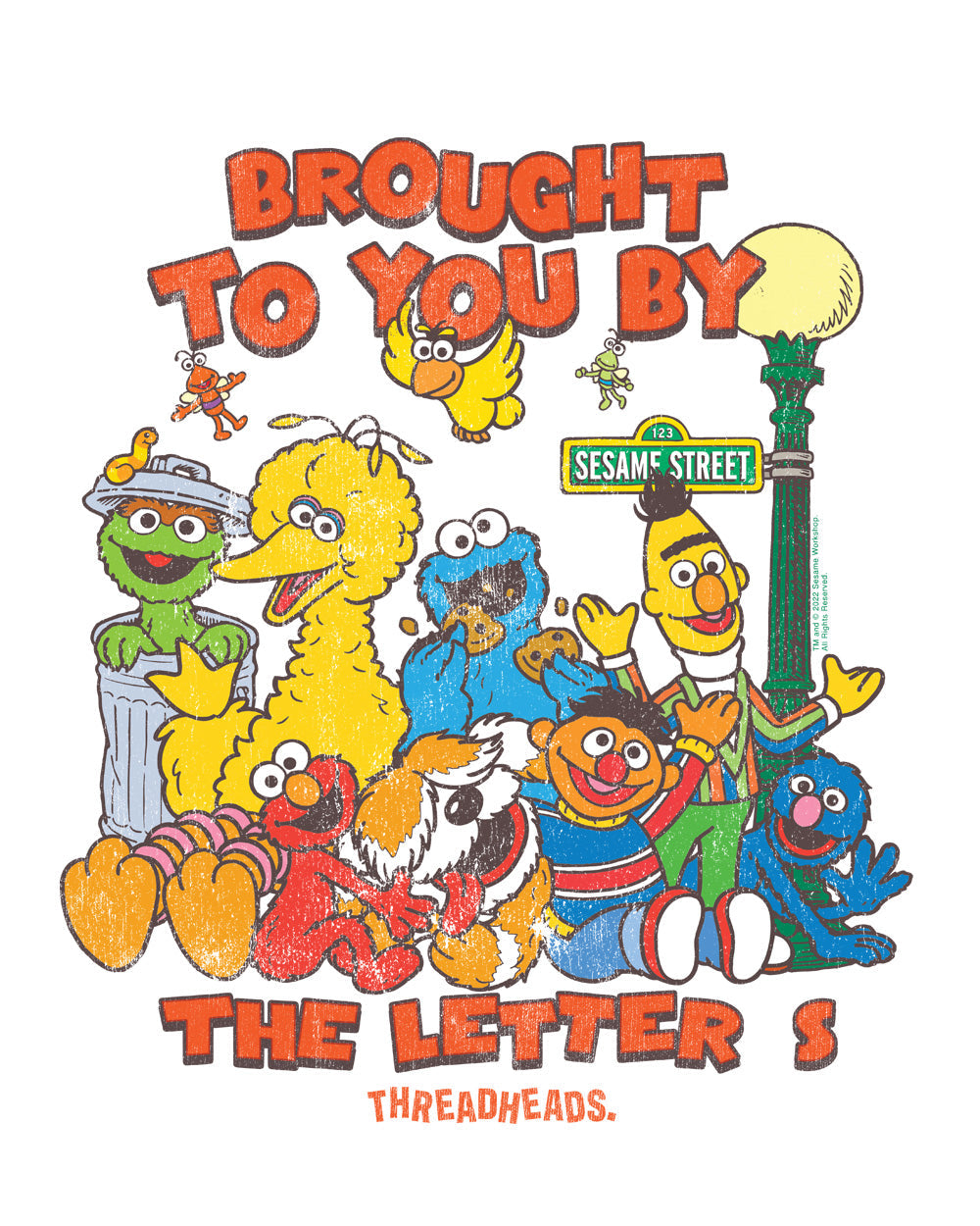Sesame Street Brought To You By The Letter S Classic Retro Vintage Educational Puppet TV Program Officially Licensed T-Shirt