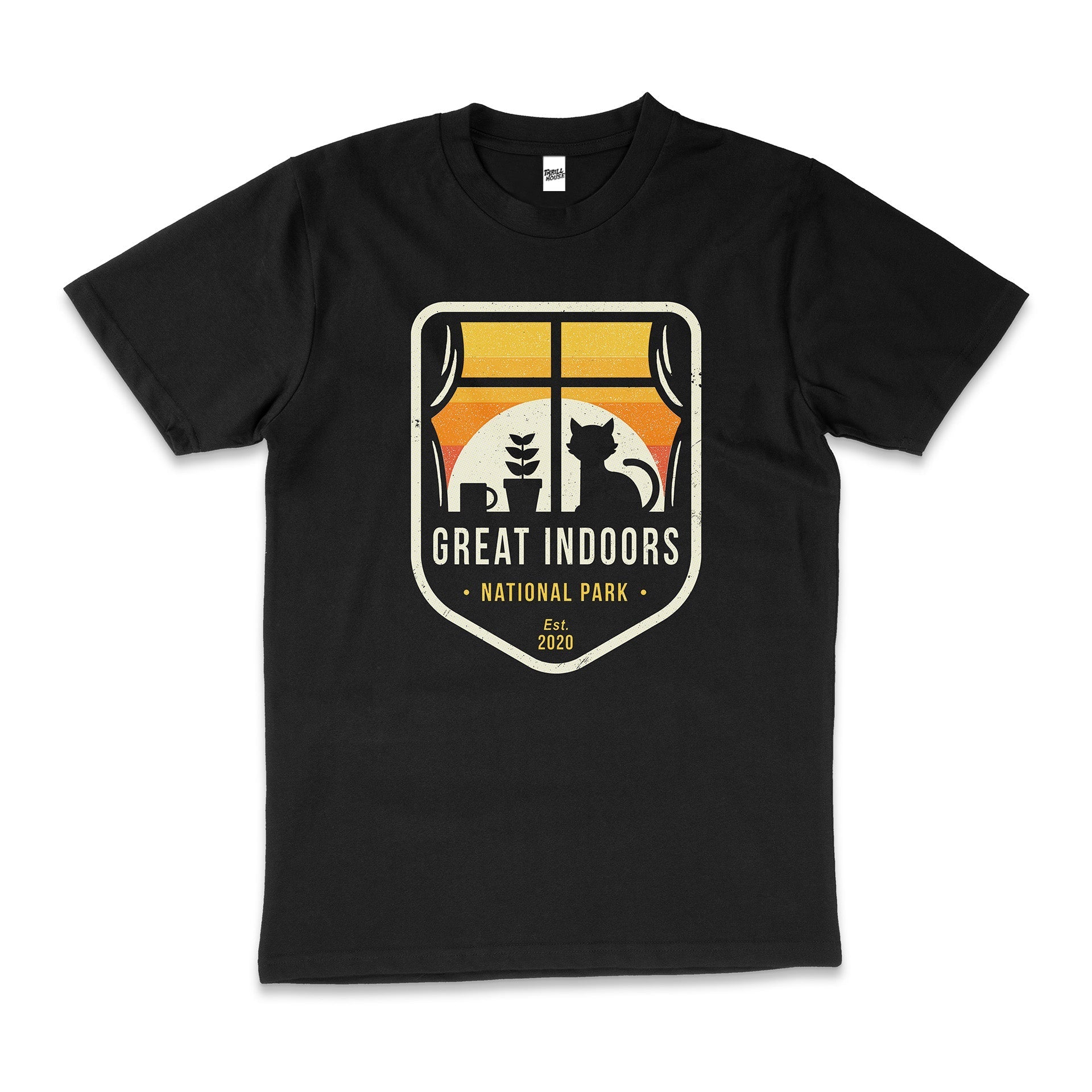 Great Indoors National Park Funny Indoor Cat Kitten Parody Nature Animals Cotton T-Shirt
