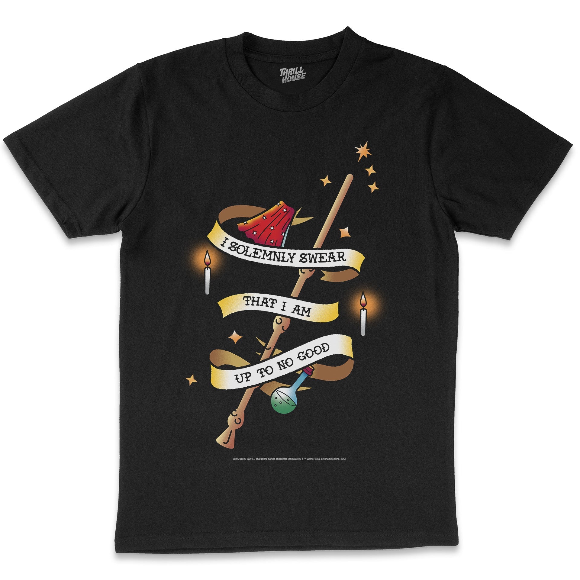 Harry Potter I Solemnly Swear That I Am Up to No Good Slogan Hogwarts Witchcraft Wizardry School Officially Licensed Cotton T-Shirt