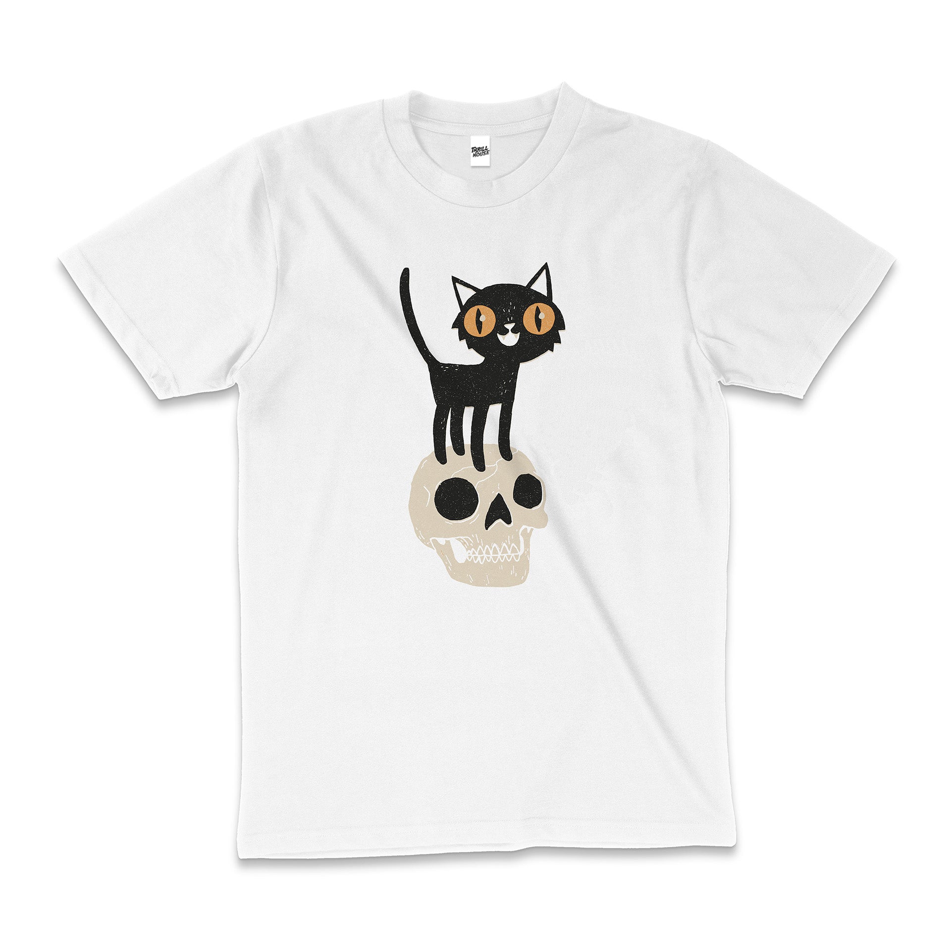Look What the Cat Dragged In Funny Kitten Skull Dark Humour Cotton T-Shirt