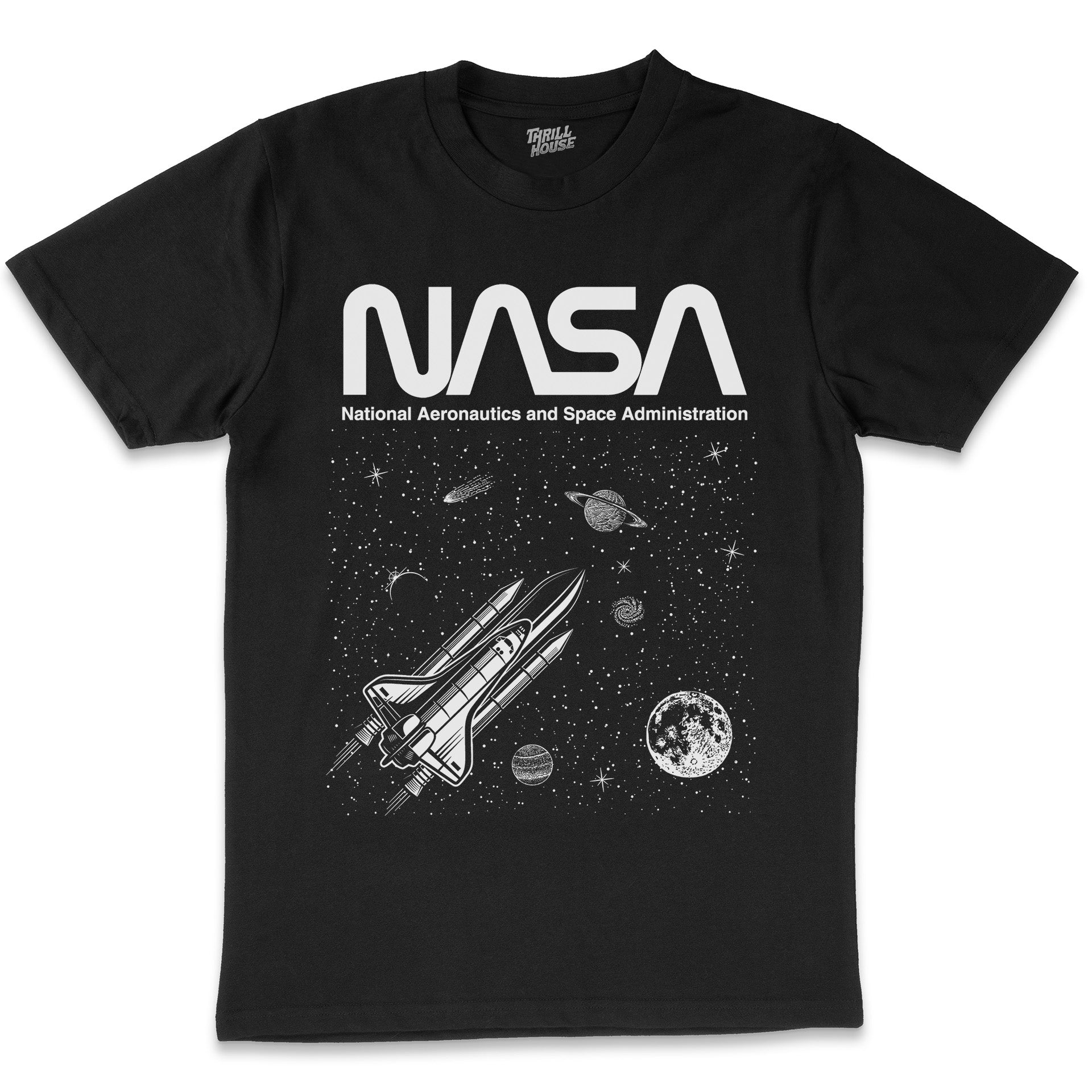 NASA Galaxy USA Space Exploration Program Planets Solar System Geek Nerd Stripes Licensed T-Shirt