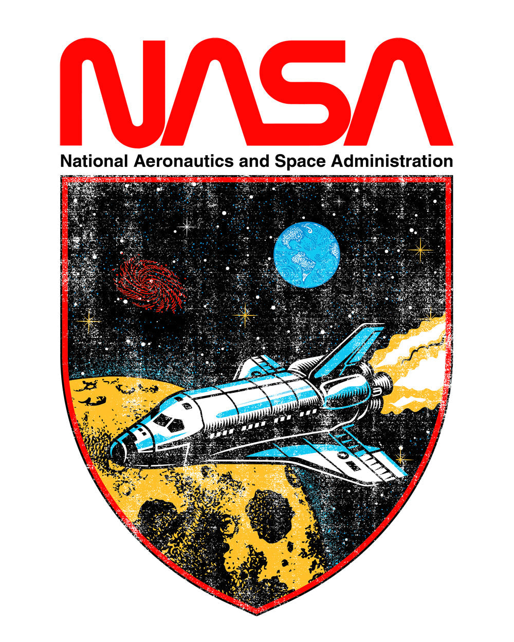 NASA Shield USA Space Exploration Program Planets Solar System Geek Nerd Stripes Licensed T-Shirt