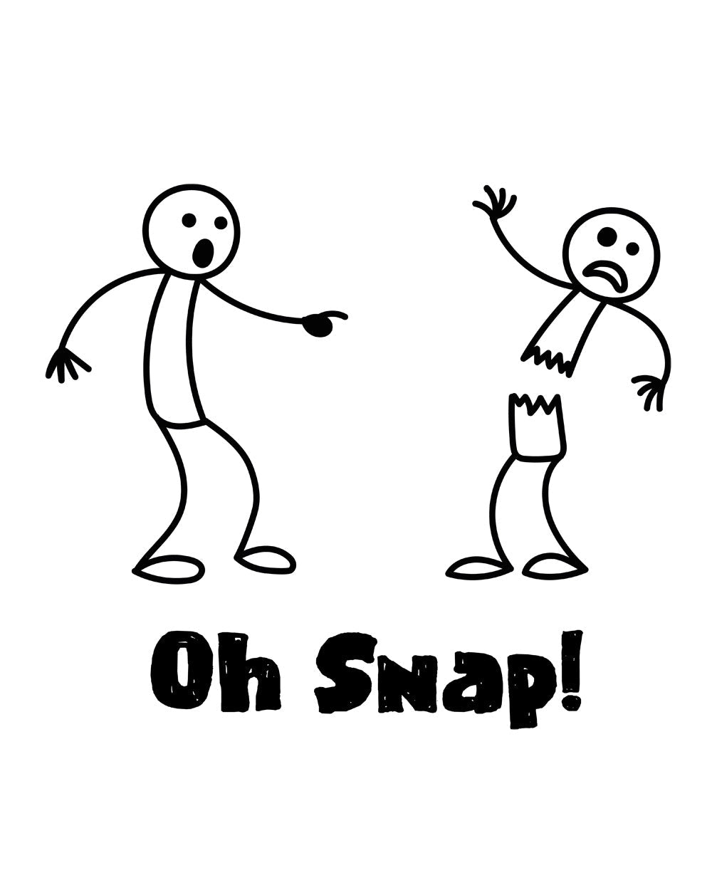 Oh Snap Funny Stick Figure Slogan Saying Cotton T-Shirt