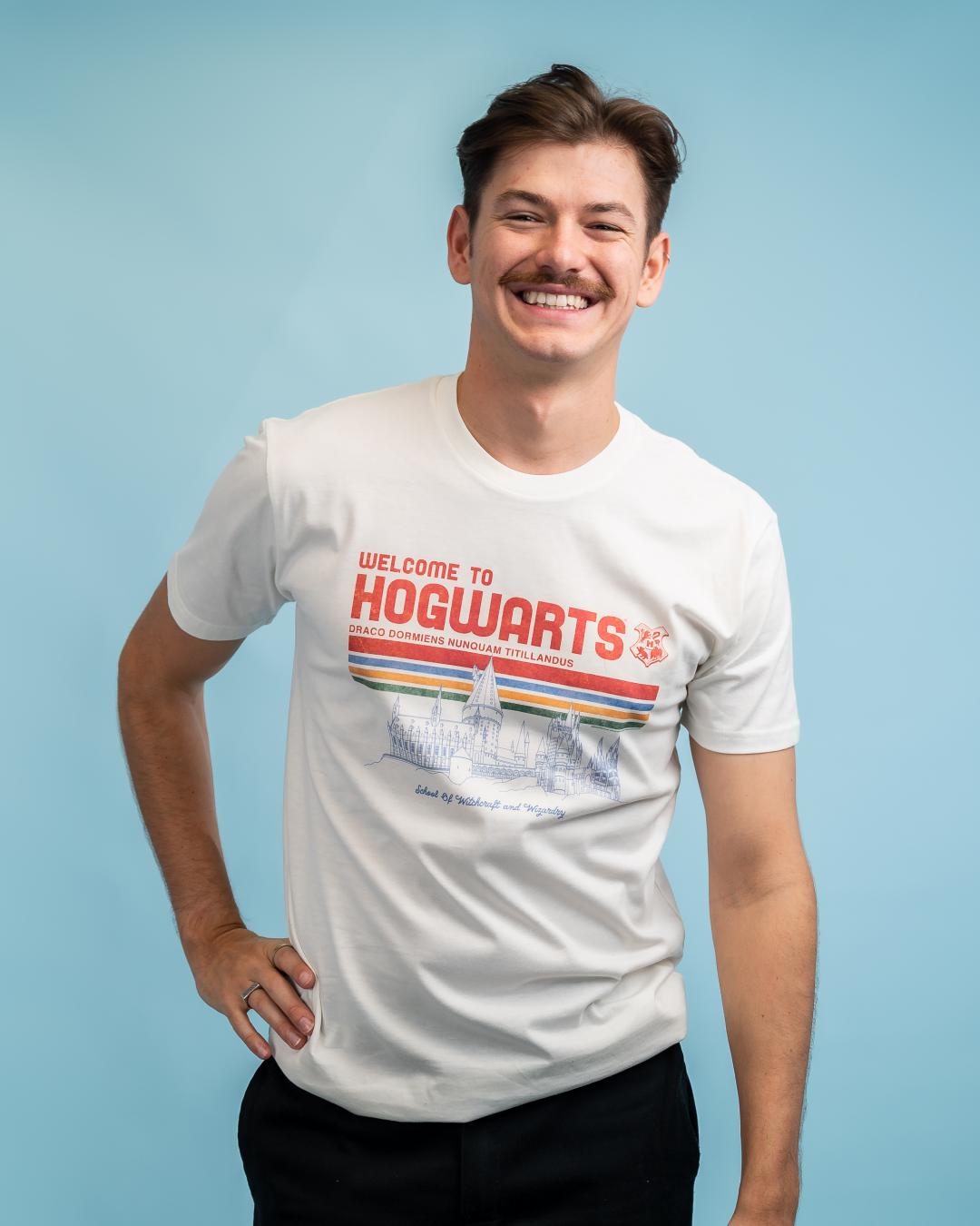 Harry Potter Welcome to Hogwarts Witchcraft Wizardry School Officially Licensed Cotton T-Shirt