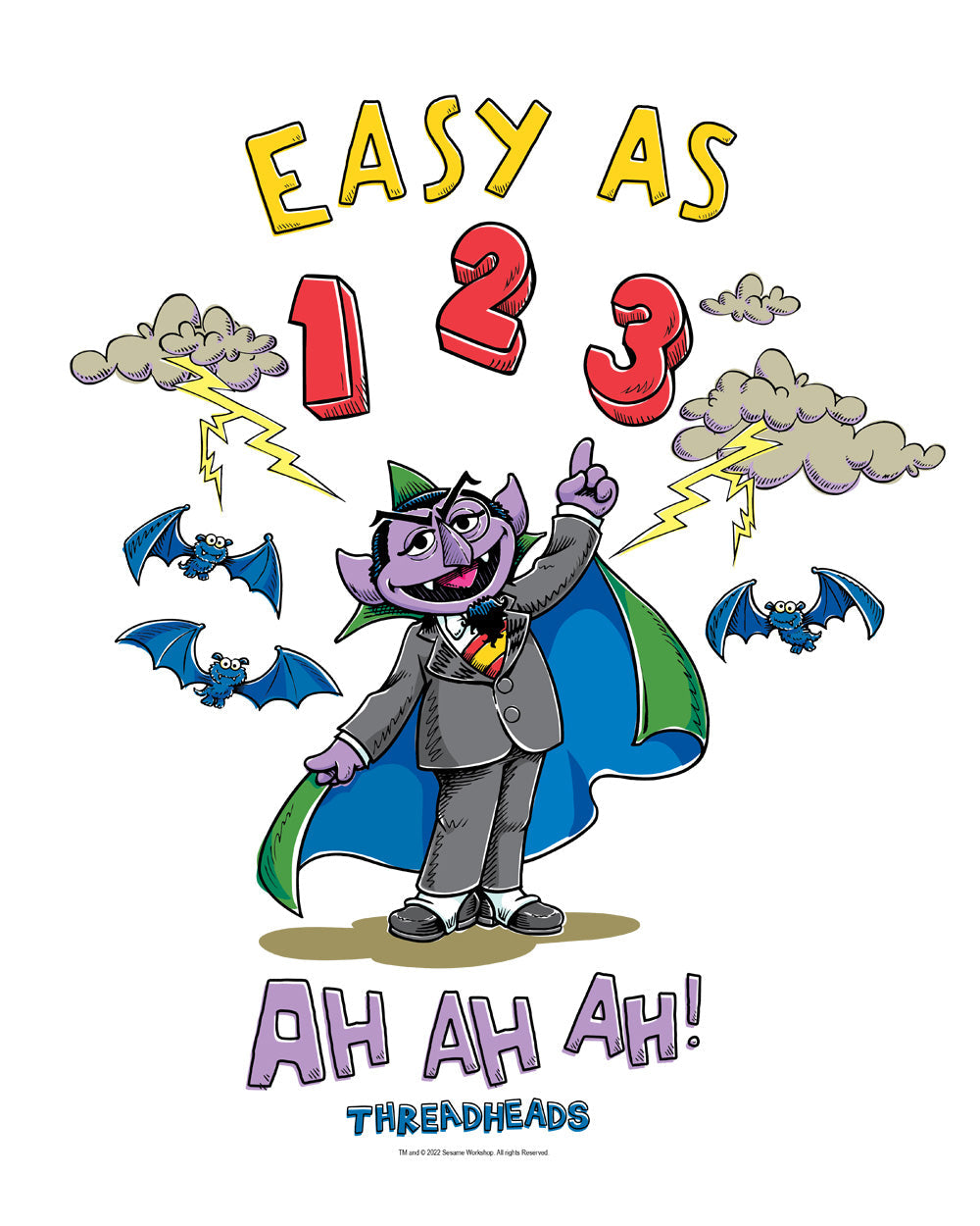 Sesame Street The Count-Easy As 123 Classic Retro Vintage Educational Puppet TV Program Officially Licensed T-Shirt