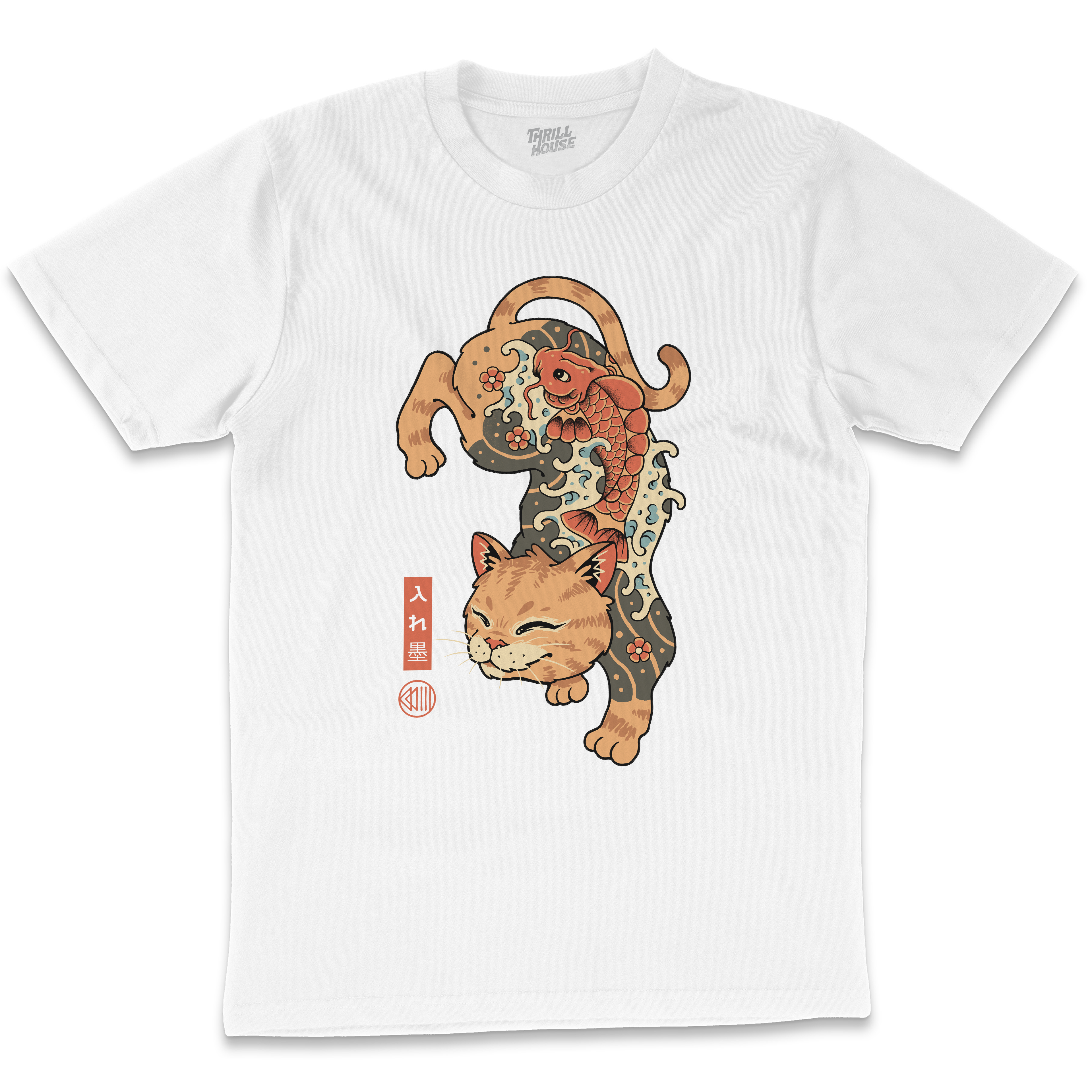 Koi Fish Cat T-Shirt Australia Online White