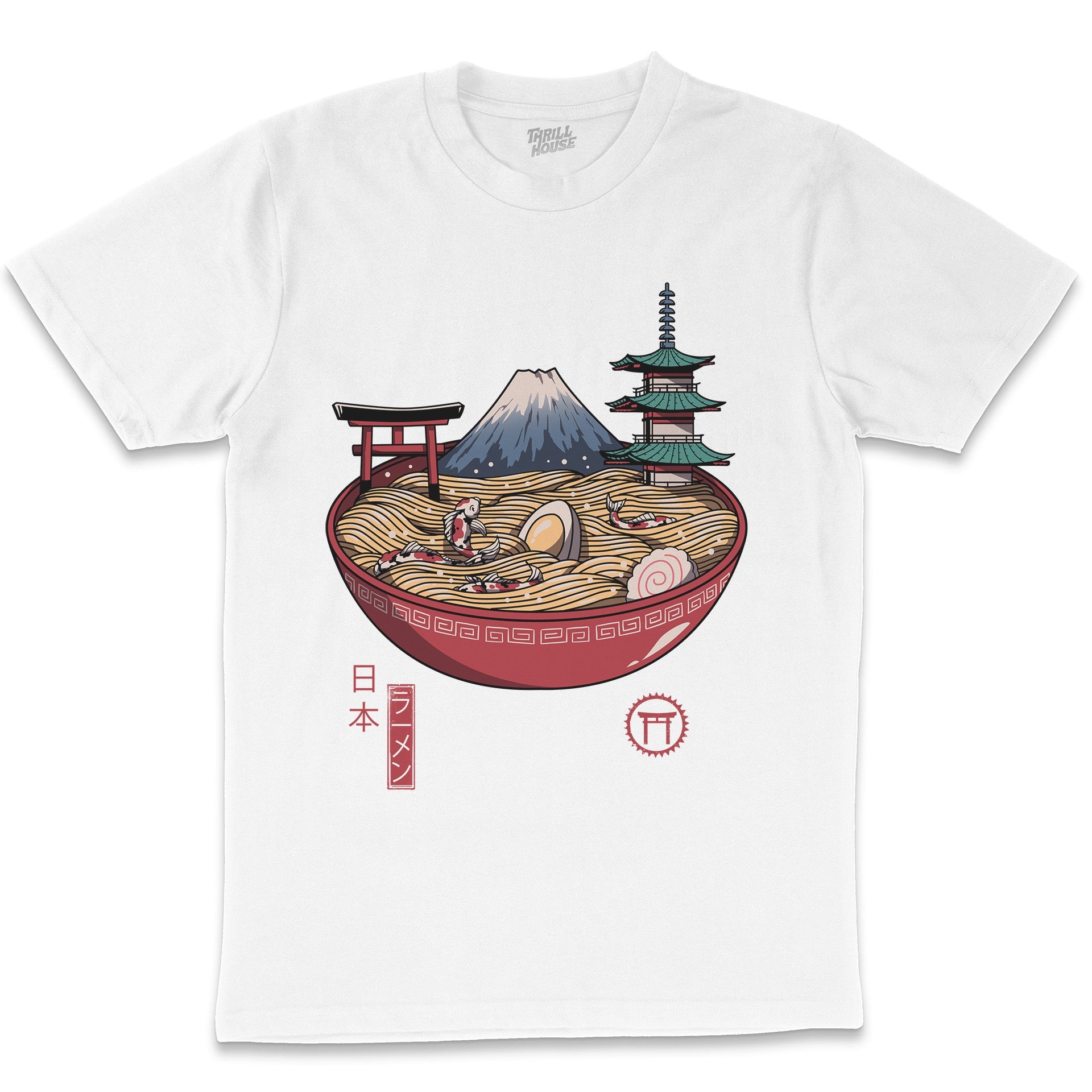 Japanese Ramen Noodle Mens White Cotton T-Shirt