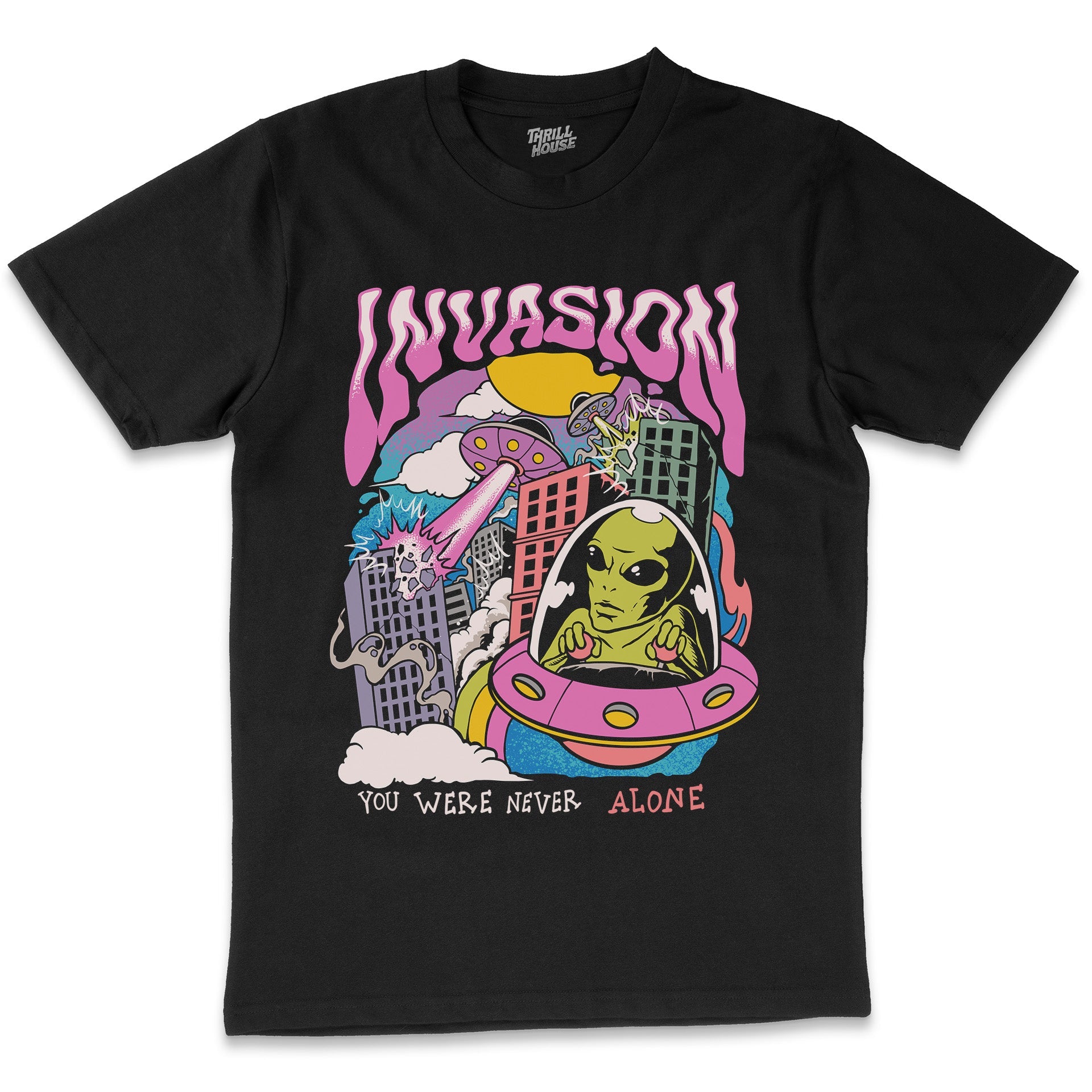 Alien Invasion Sci-Fi Movie Geek Nerd Space Extra Terrestrial Area 51 Dark Humour Cotton T-Shirt