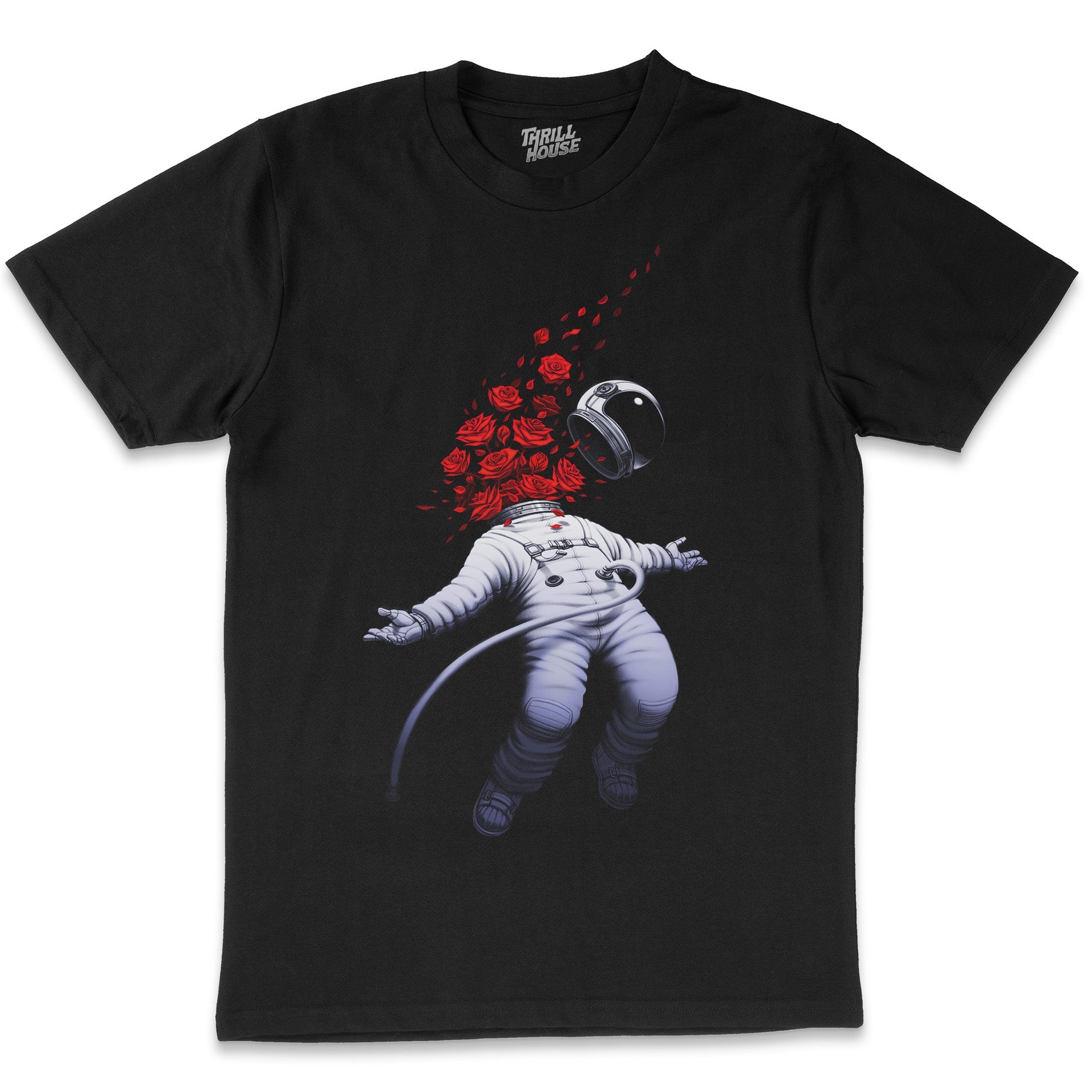 Astro Spring Astronaut Flowers Nature Space Sci-Fi Moon Mars Artsy Cool Cotton T-Shirt