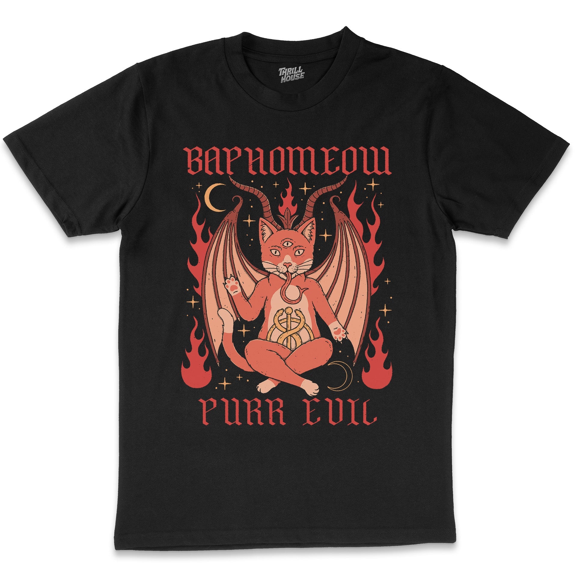 Baphomeow Baphomet Cat Kitty Demonic Dark Humour Funny Fun Cotton T-Shirt