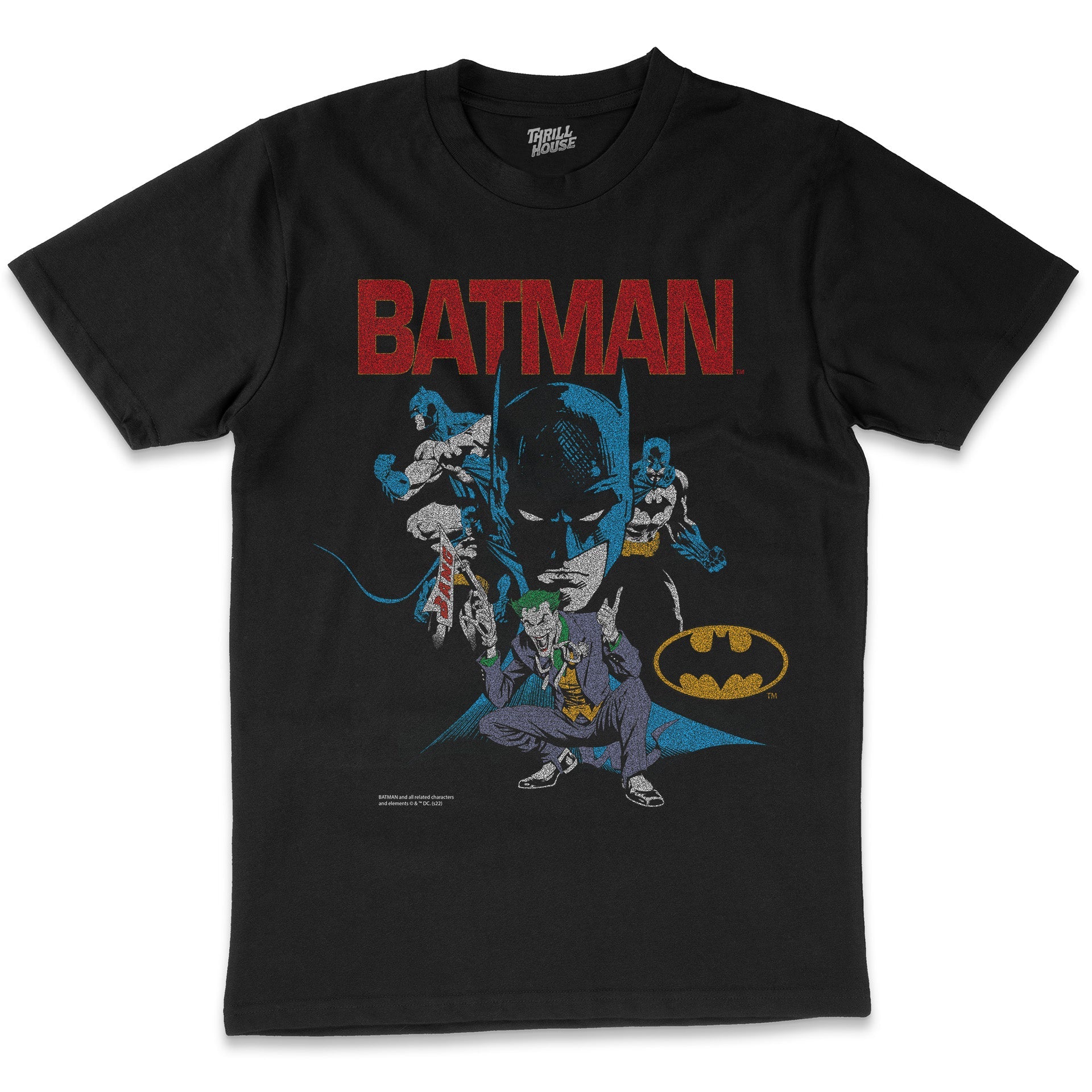 Batman & Joker Dark Knight DC Comics Superhero Villain Retro Vintage Officially Licensed Cotton T-Shirt