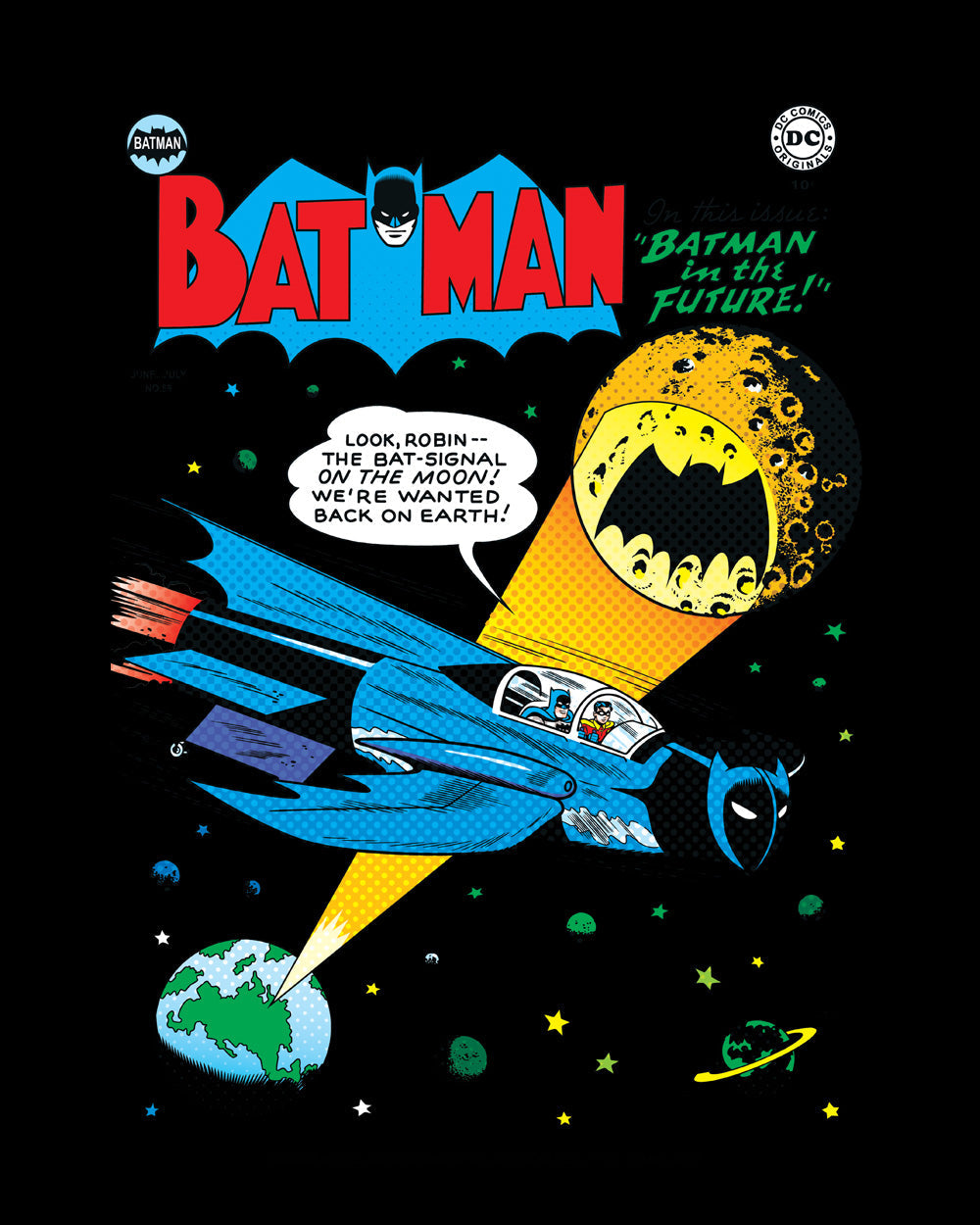 Batman Bat Signal Moon Dark Knight DC Comics Comic Book Superhero Villain Retro Vintage Batmobile Officially Licensed Cotton T-Shirt