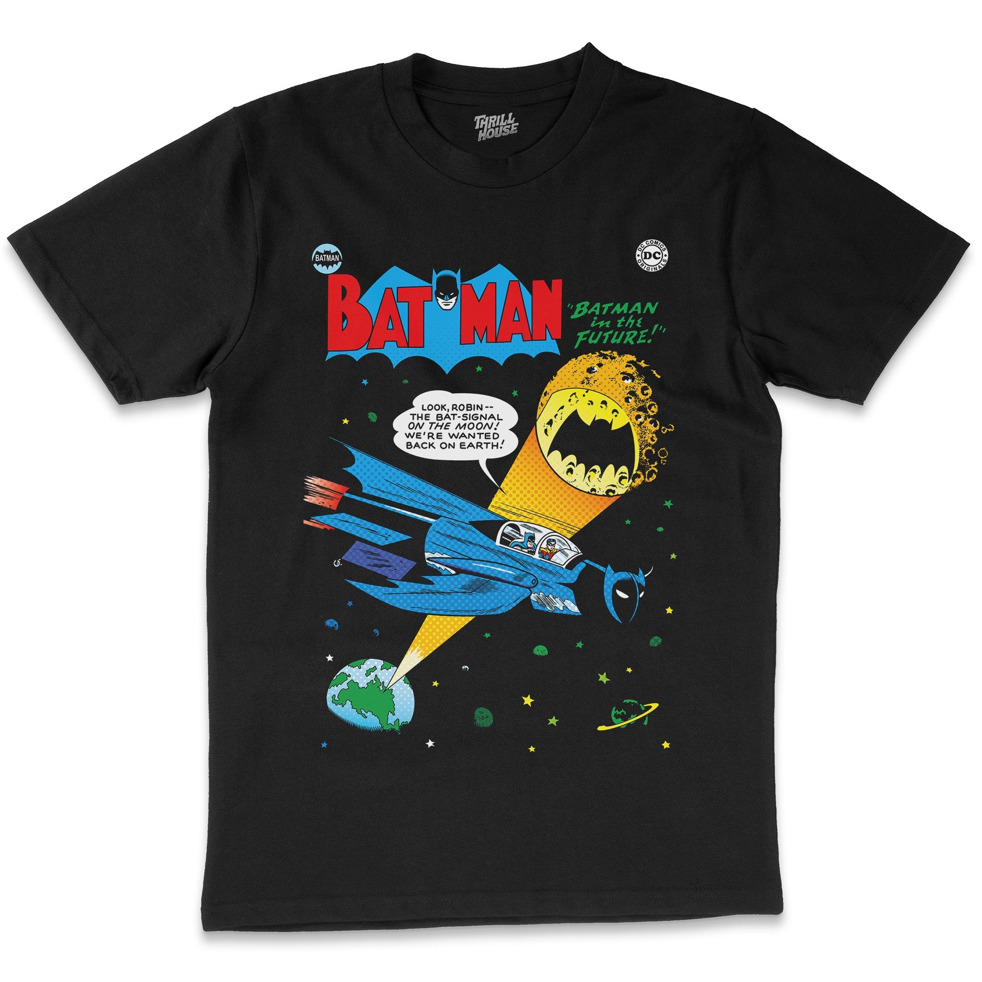 Batman Bat Signal Moon Dark Knight DC Comics Comic Book Superhero Villain Retro Vintage Batmobile Officially Licensed Cotton T-Shirt