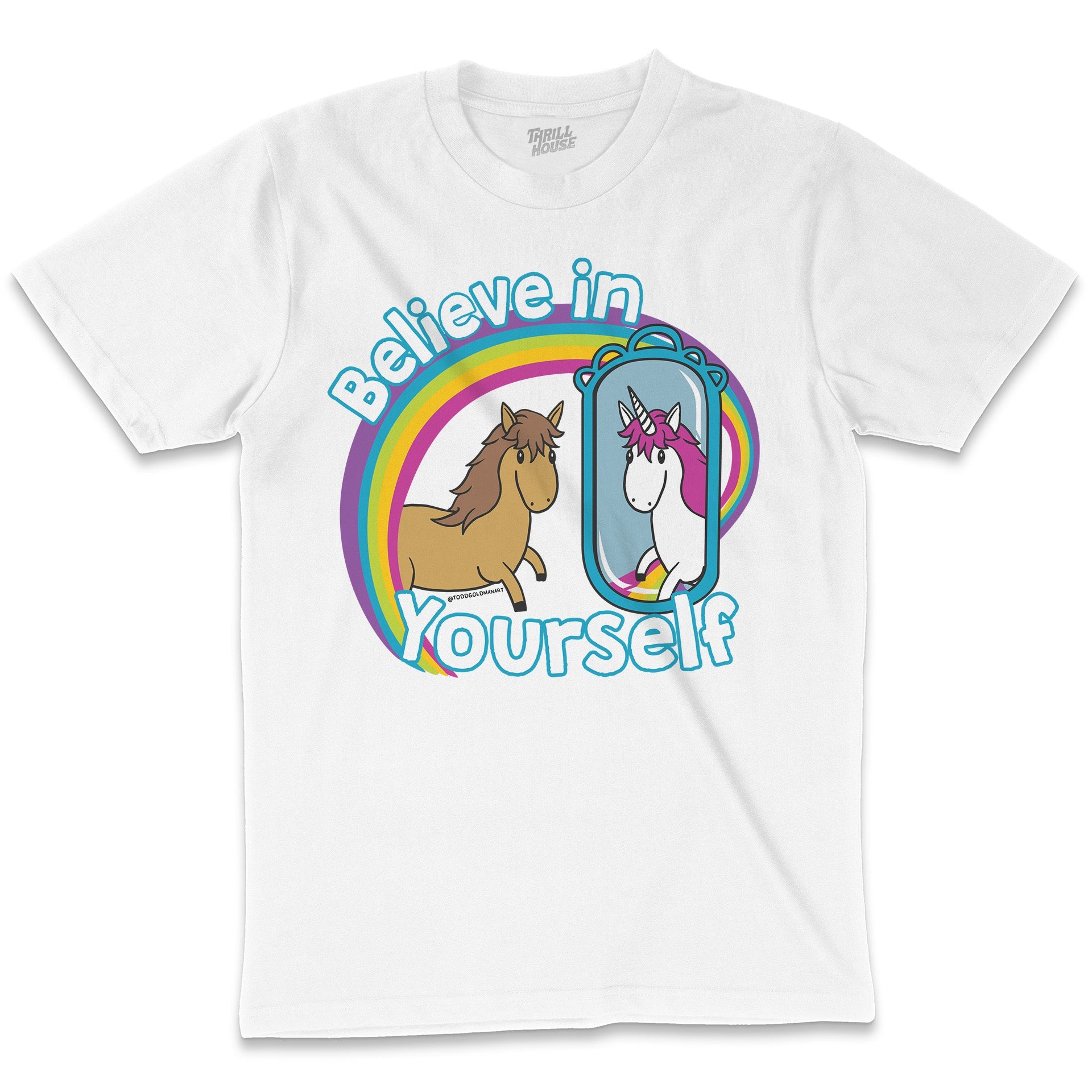 Believe in Yourself Unicorn Fantasy Mythical Creature Rainbow Cute Cotton T-Shirt