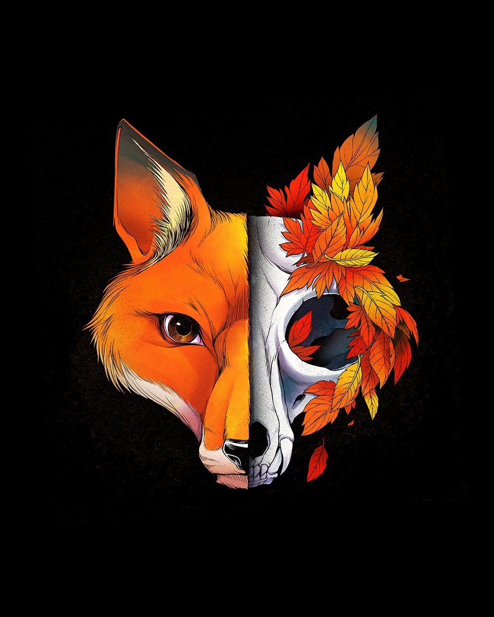 Autumn Fox T-Shirt Australia Online #colour_black