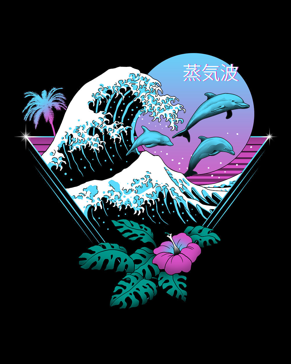 Dolphin Waves T-Shirt Australia Online #colour_black