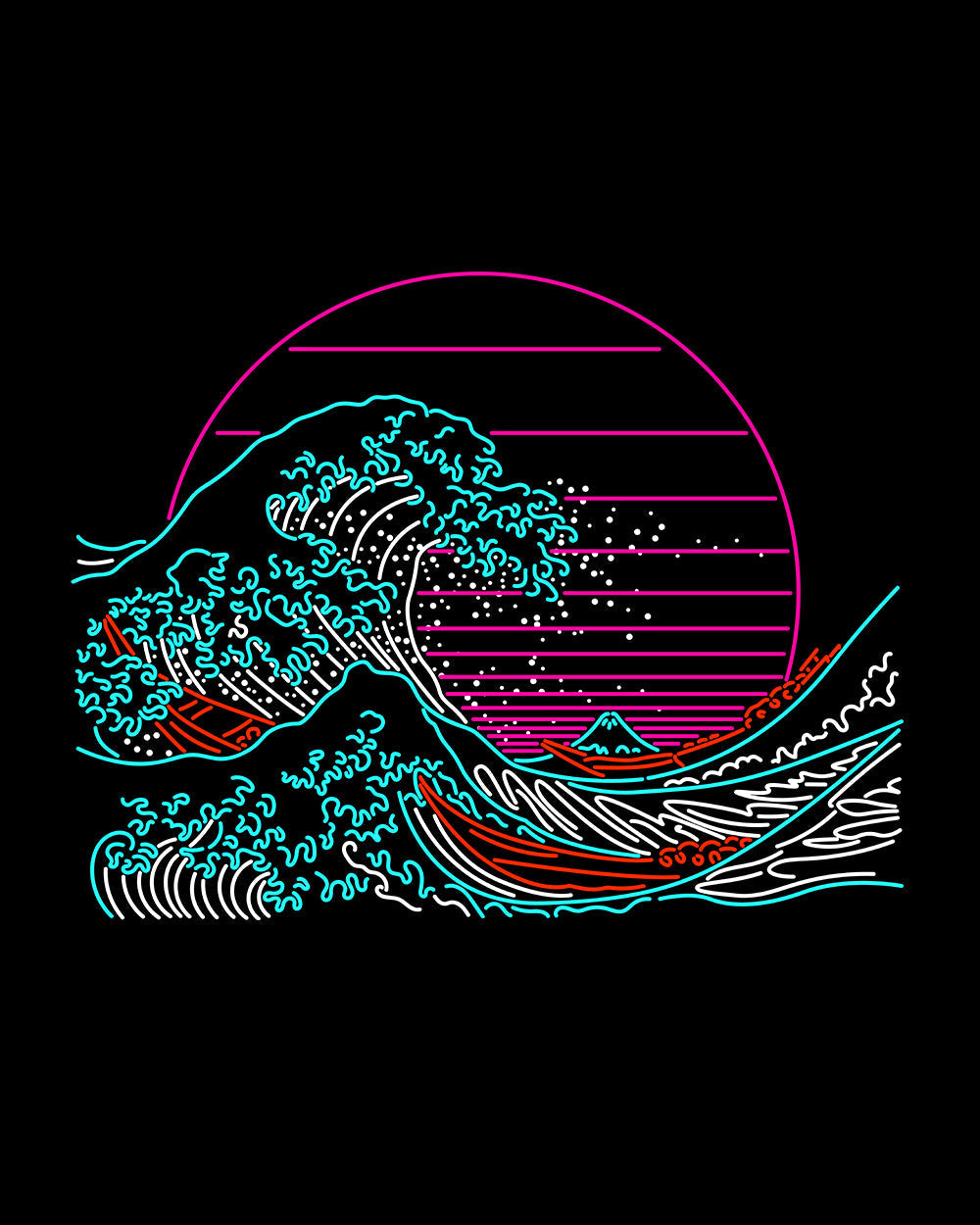 Great Neon Wave T-Shirt Australia Online #colour_black