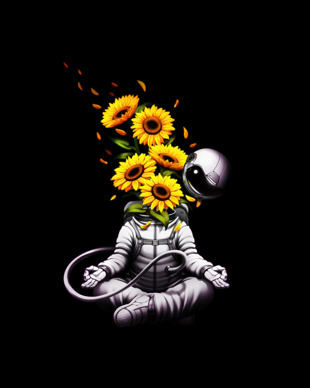 Meditation Astronaut Spring T-Shirt Australia Online #colour_black