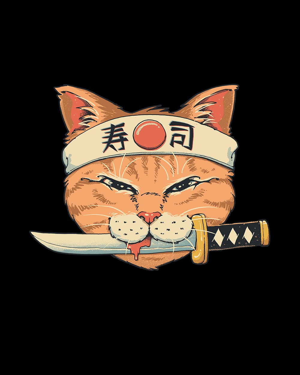 Neko Sushi Catana T-Shirt Australia Online #colour_black