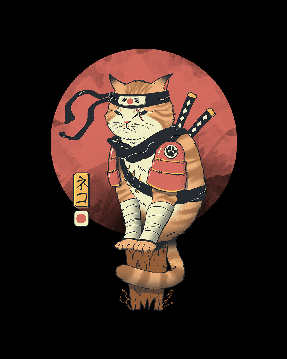 Shinobi Cat T-Shirt Australia Online #colour_black