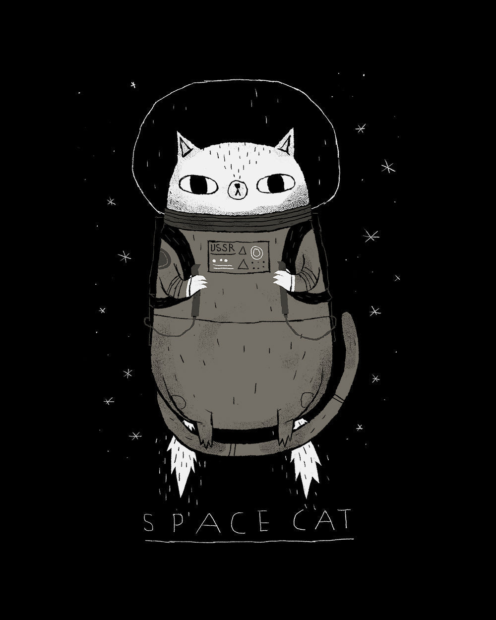 Space Cat T-Shirt Australia Online #colour_black