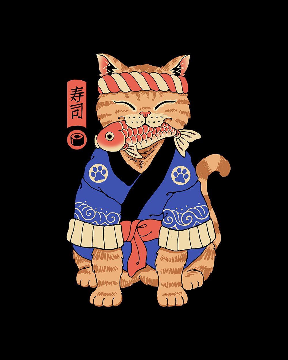 Sushi Meowster T-Shirt Australia Online #colour_black