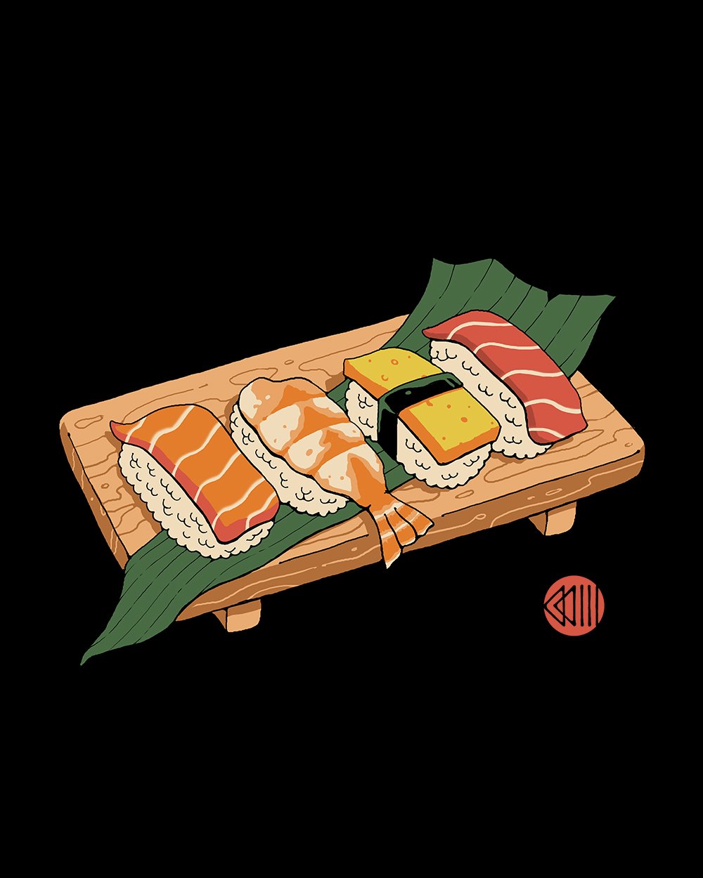 Sushi Ukiyo-e T-Shirt Australia Online #colour_black