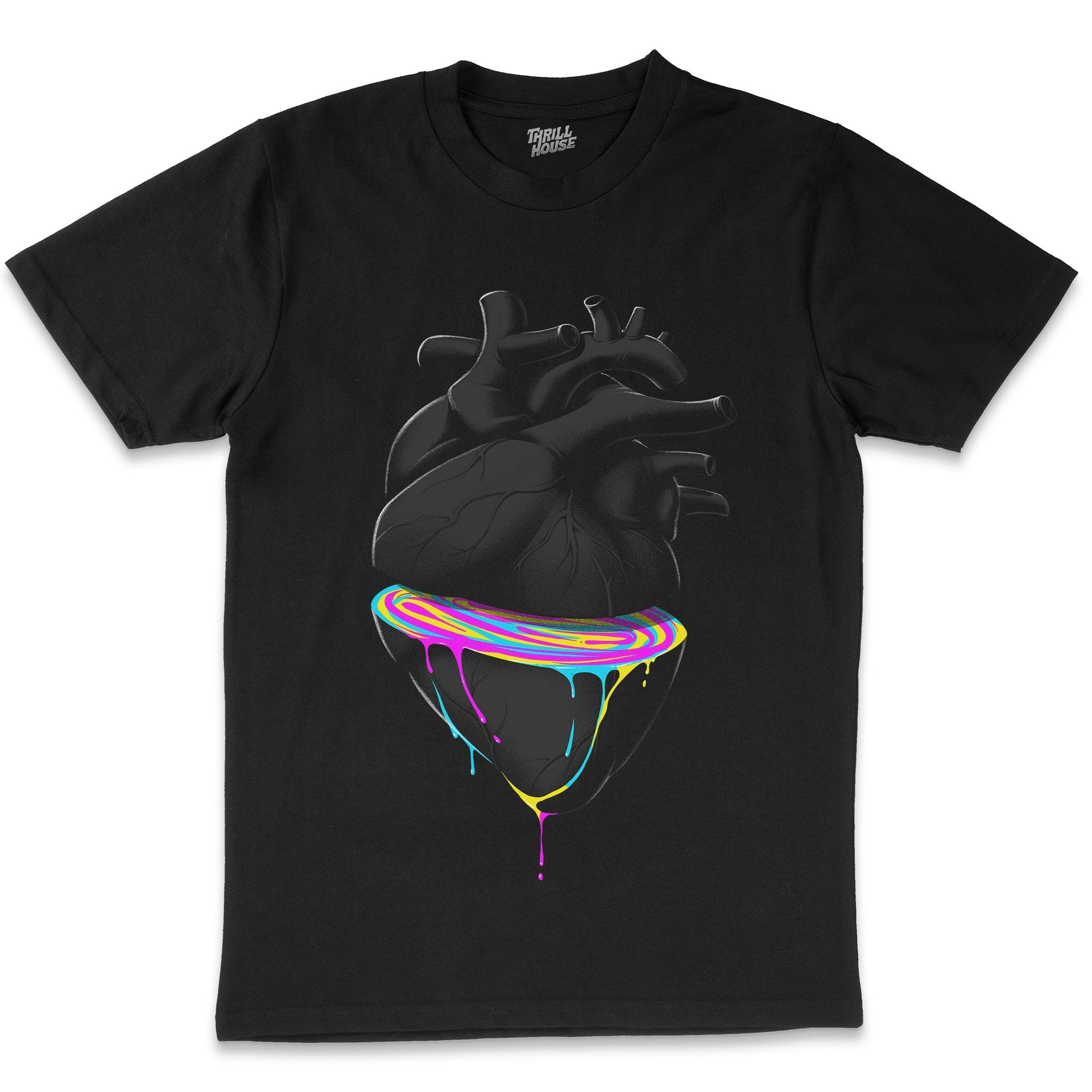 Bleeding Heart Artsy Artistic Cool Rainbow Retro Vintage Anatomy Cotton T-Shirt