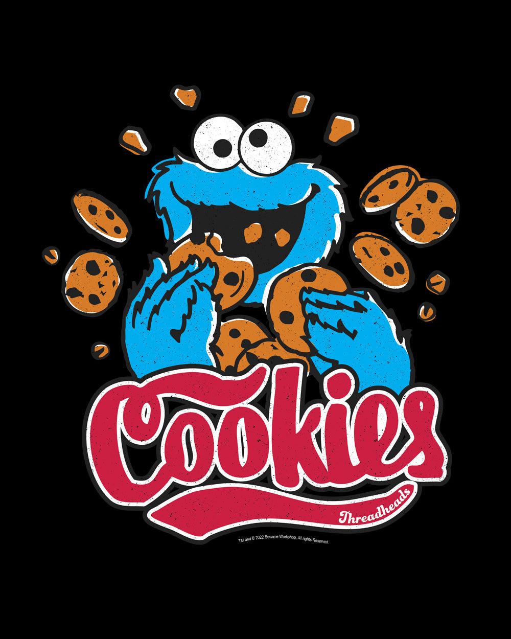 Sesame Street Cookie Monster Cookies Classic Retro Vintage Educational Puppet TV Program Officially Licensed T-Shirt