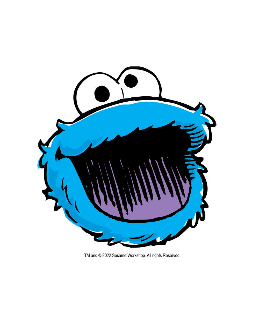 Sesame Street Cookie Monster Face Mini Print Classic Retro Vintage Educational Puppet TV Program Officially Licensed T-Shirt