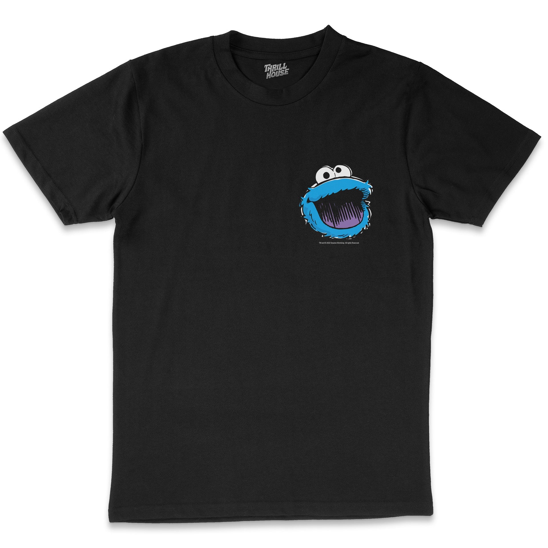 Sesame Street Cookie Monster Face Mini Print Classic Retro Vintage Educational Puppet TV Program Officially Licensed T-Shirt