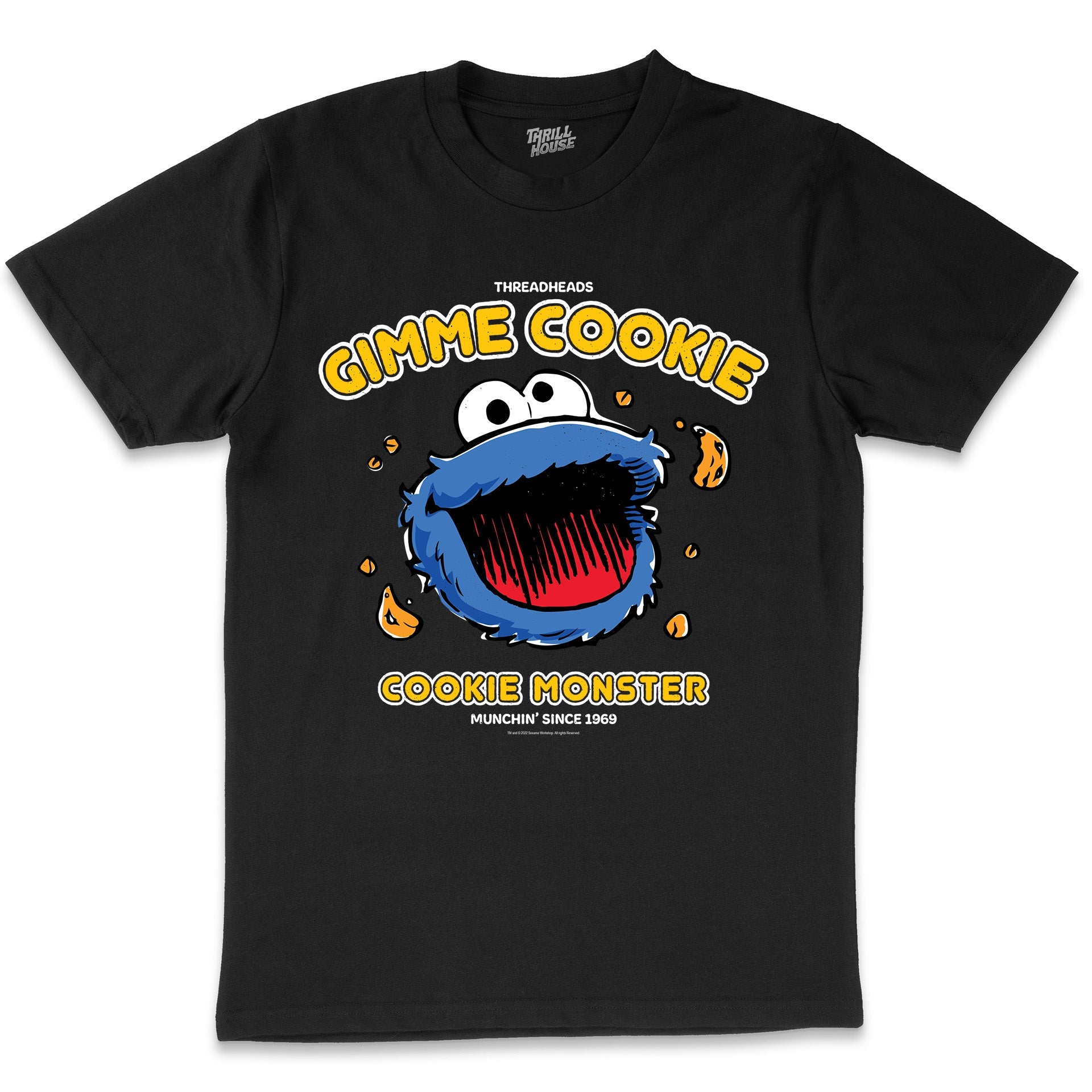 Sesame Street Cookie Monster Gimme Cookie Classic Retro Vintage Educational Puppet TV Program Officially Licensed T-Shirt