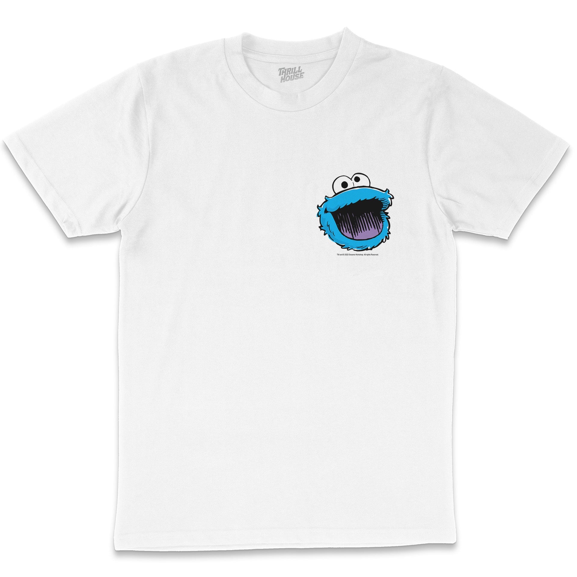 Sesame Street Cookie Monster Face Mini Print Classic Retro Vintage Educational Puppet TV Program Officially Licensed T-Shirt