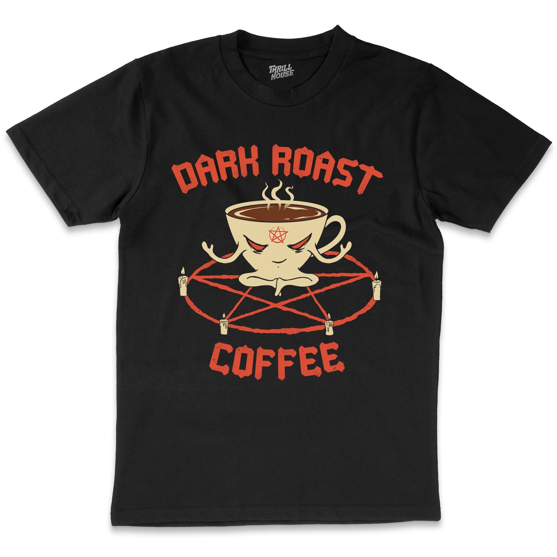 Dark Roast Coffee Funny Satanic Devil Occult Parody Cotton T-Shirt