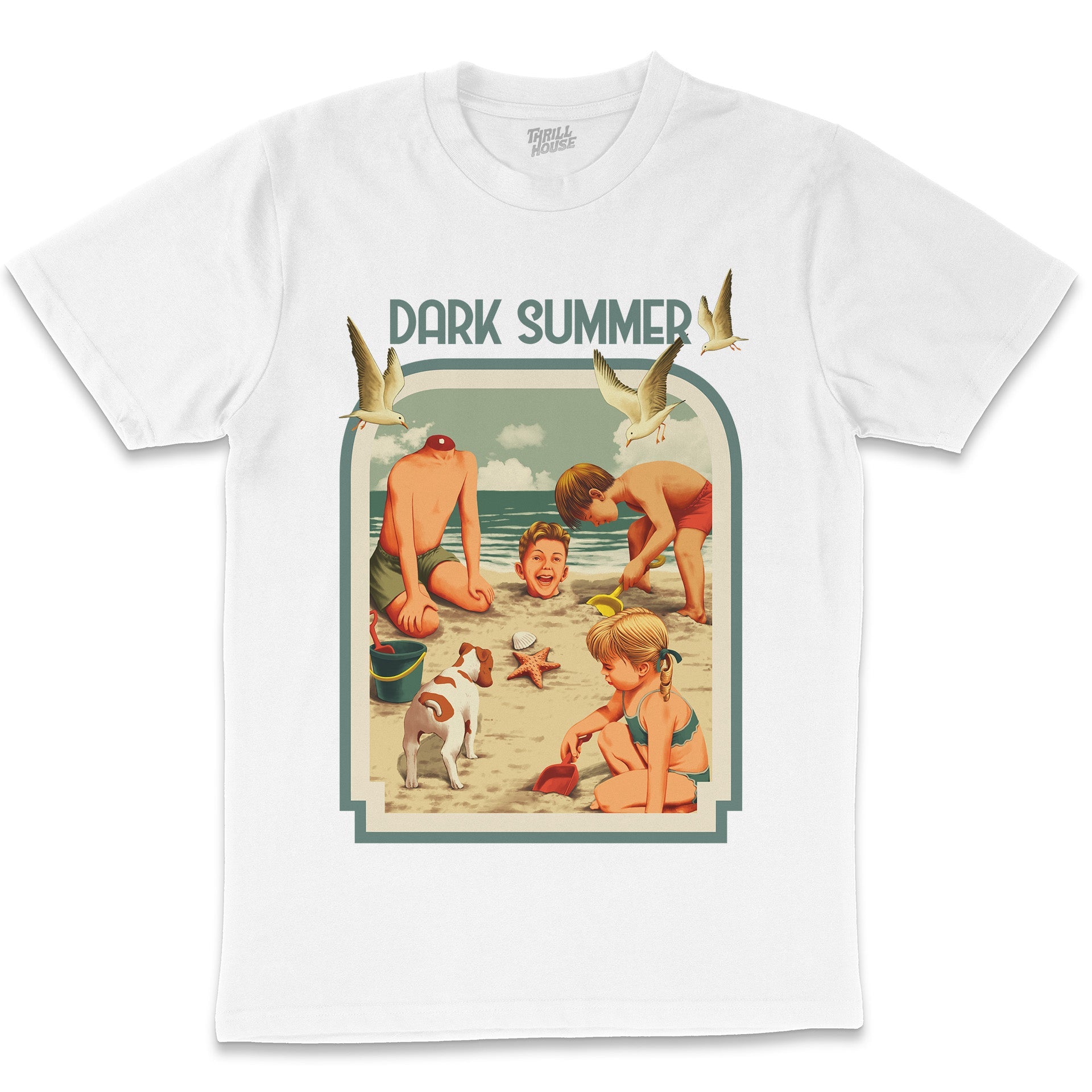 Dark Summer Cool Artsy Retro Vintage Beach Vibes Funny Kids Artsy Cotton T-Shirt