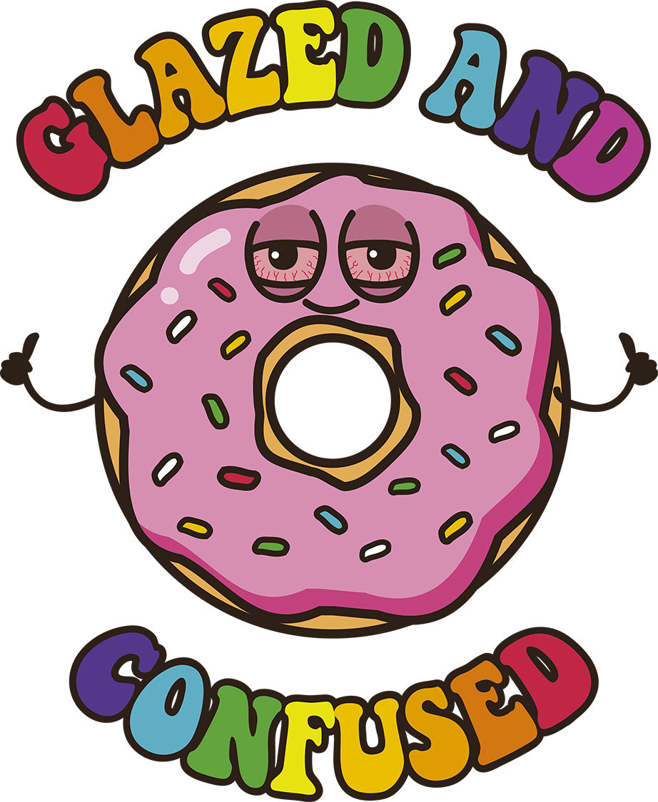 Glazed and Confused Funny Donut Stoner Munchies Spliff Weed Stoned Slogan Cotton T-Shirt