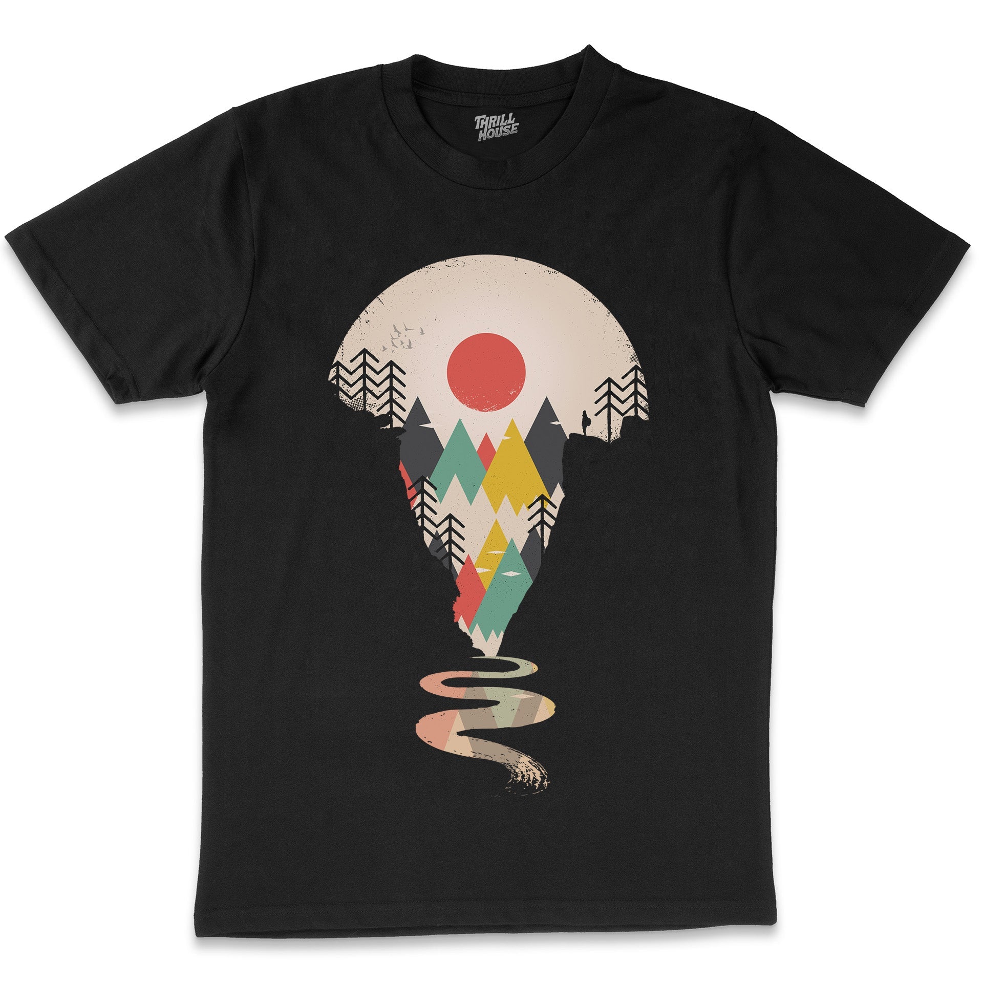 Exploring Landscapes Nature Artsy Camping Hiking Woods Mountains Sunset Cotton T-Shirt