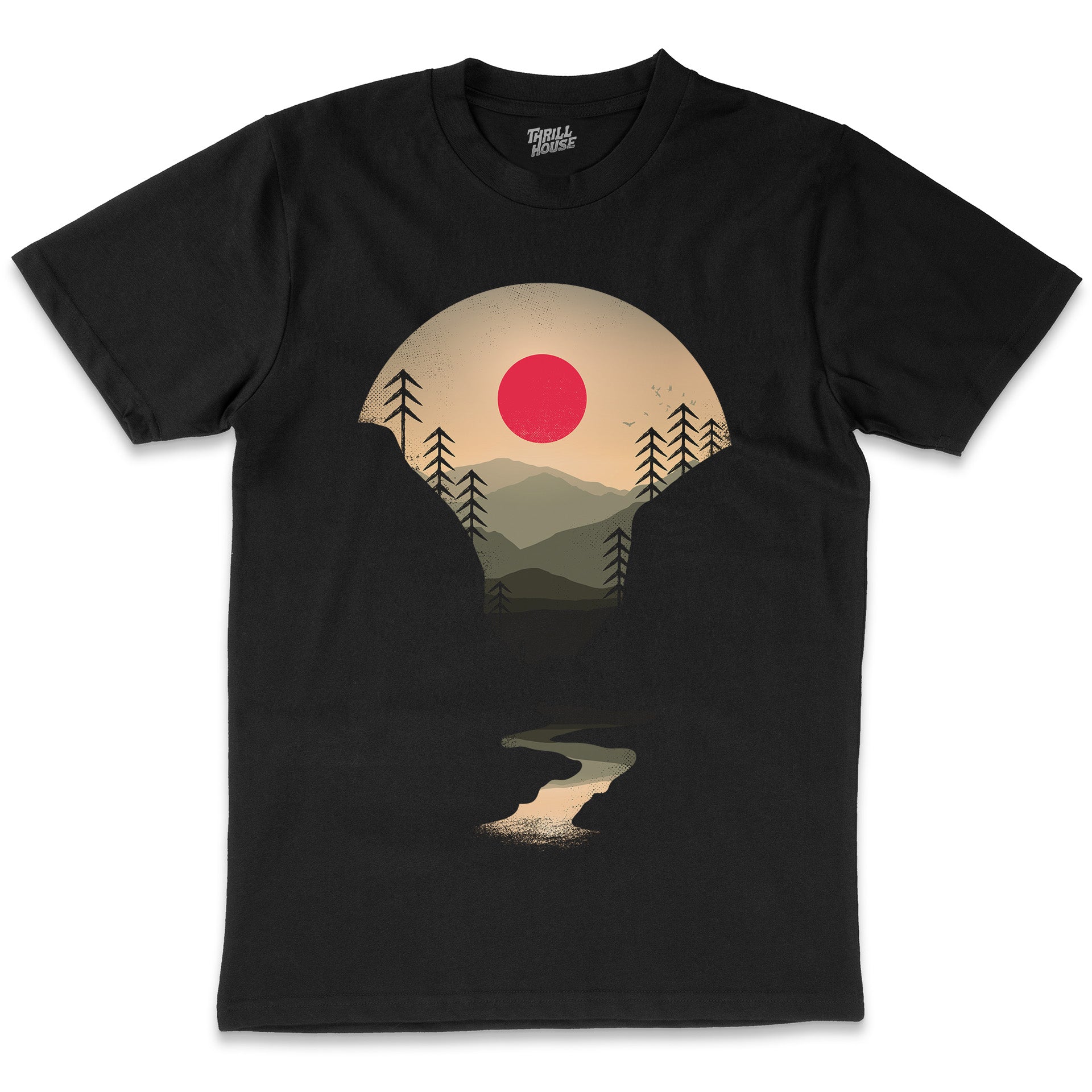 Exploring Earth Artsy Nature Woods Hiking Camping Sunset Cotton T-Shirt