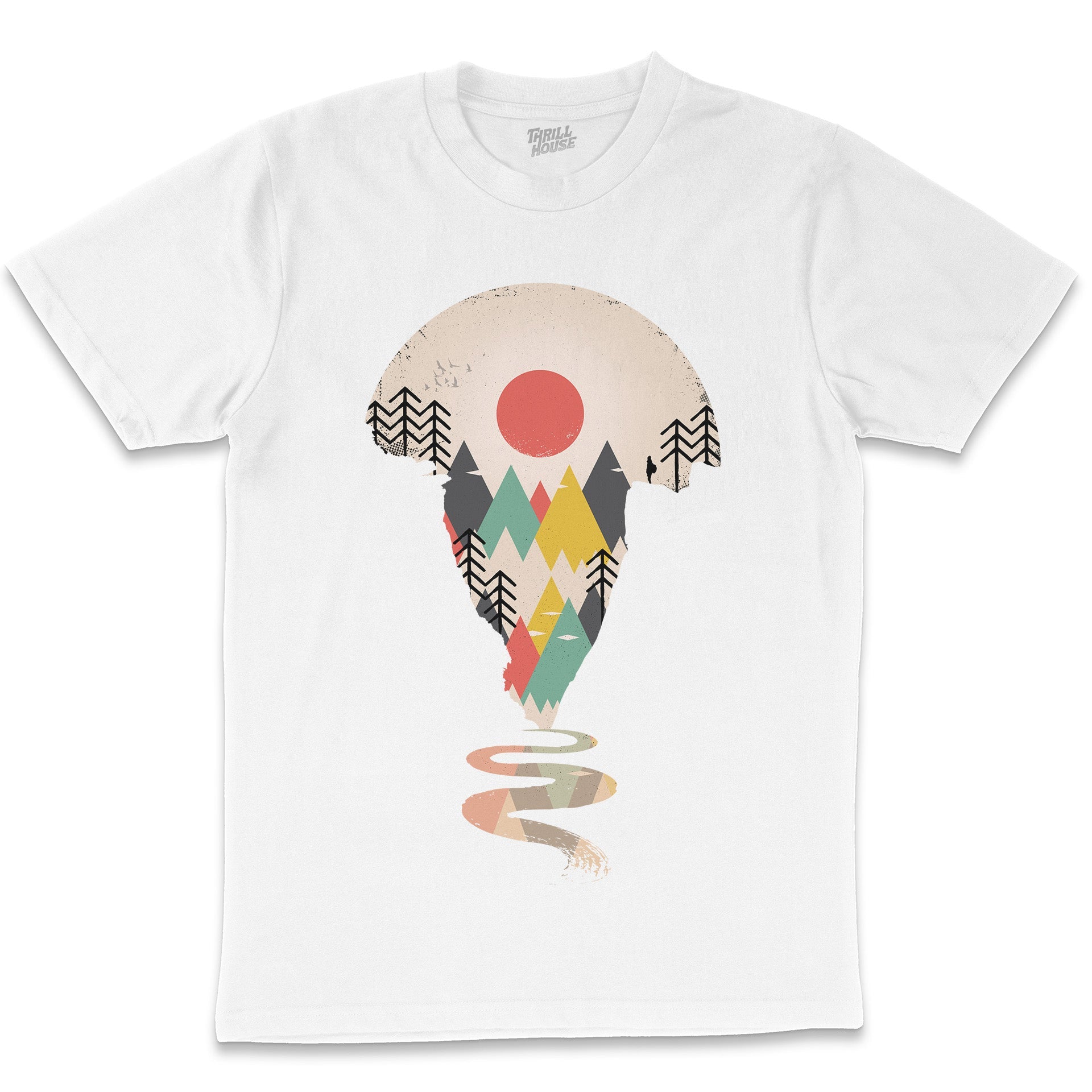 Exploring Landscapes Nature Artsy Camping Hiking Woods Mountains Sunset Cotton T-Shirt