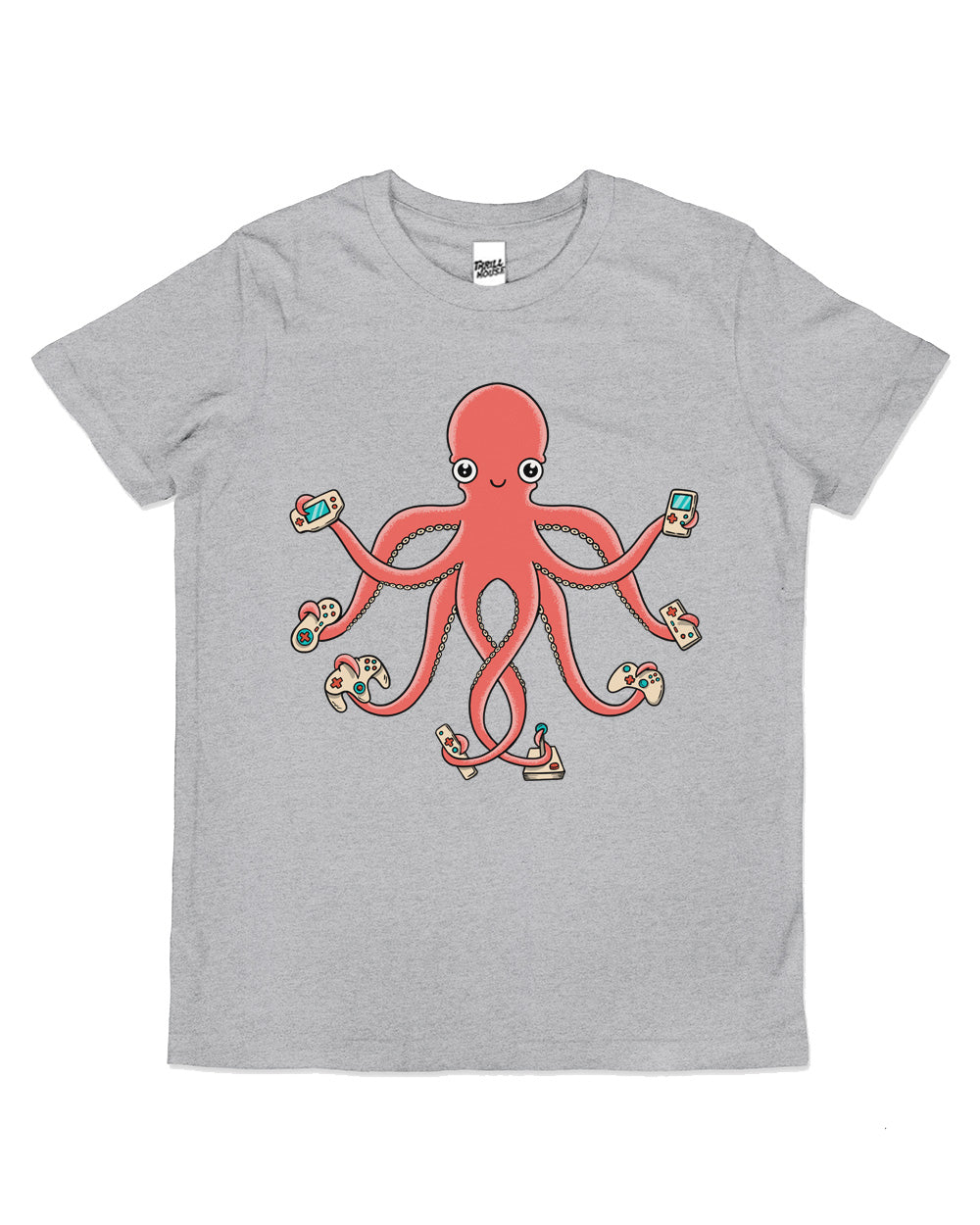 Gamer Octopus Kids Video Game Funny Cute Cool Cotton Novelty T-Shirt