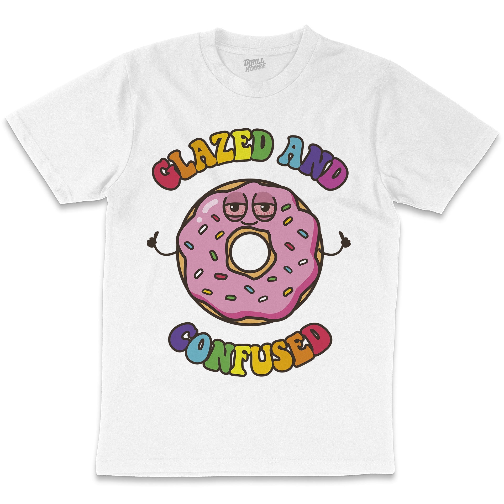 Glazed and Confused Funny Donut Stoner Munchies Spliff Weed Stoned Slogan Cotton T-Shirt
