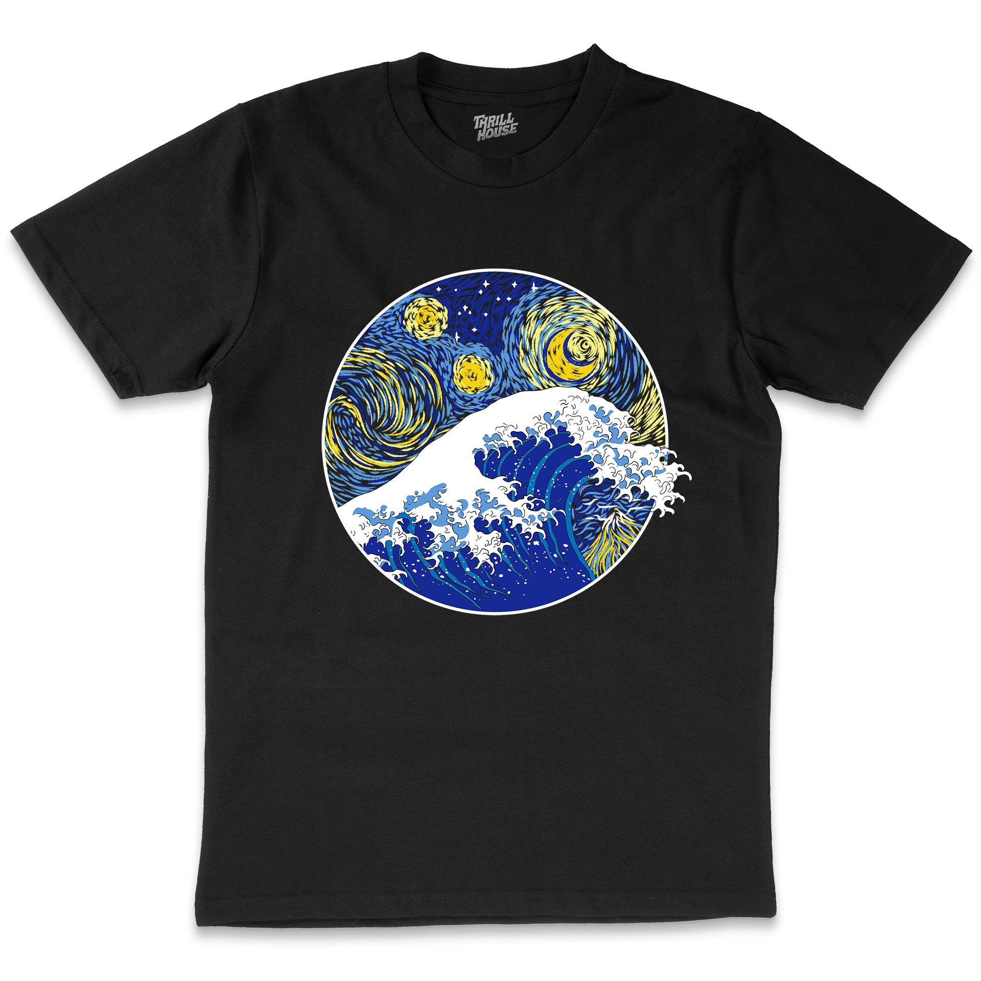 Great Starry Wave Vincent Van Gogh Artsy Classic Great Wave Kanagawa Japanese Mash Up Cotton T-Shirt