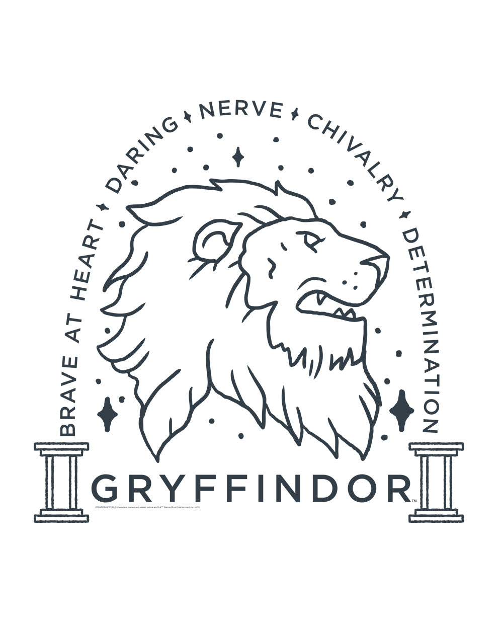 Harry Potter Gryffindor Monochrome Hogwarts Witchcraft Wizardry School Officially Licensed Cotton T-Shirt