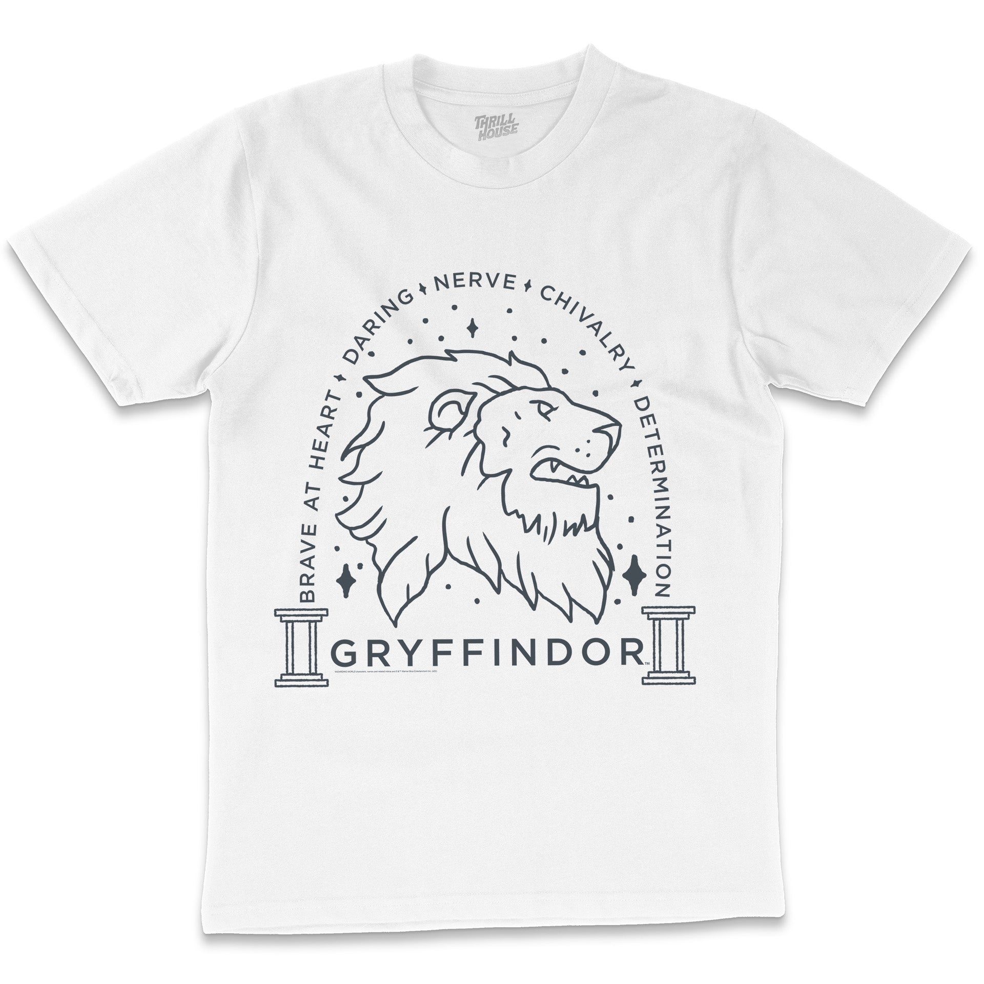 Harry Potter Gryffindor Monochrome Hogwarts Witchcraft Wizardry School Officially Licensed Cotton T-Shirt