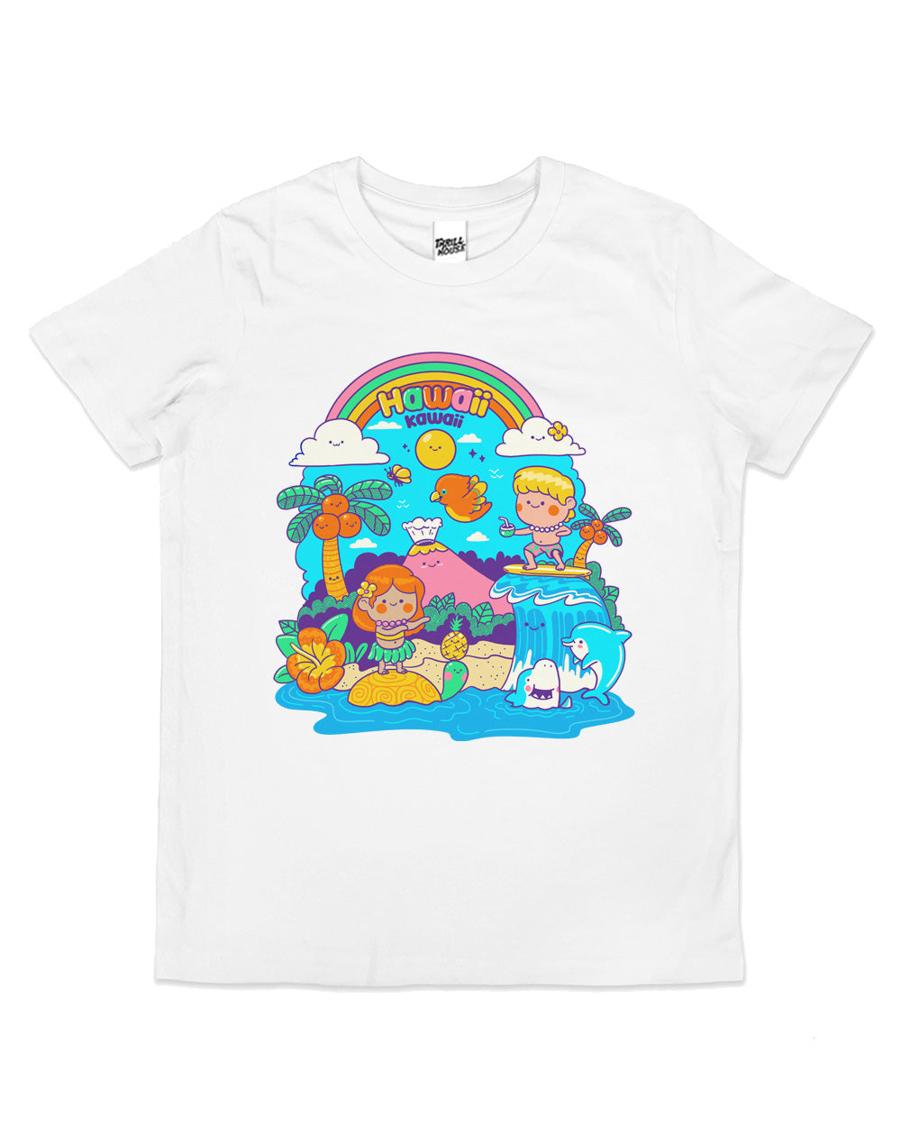 Hawaii Kawaii Kids Hula Tropical Beach Summer Island Funny Cute Cool Cotton Novelty T-Shirt