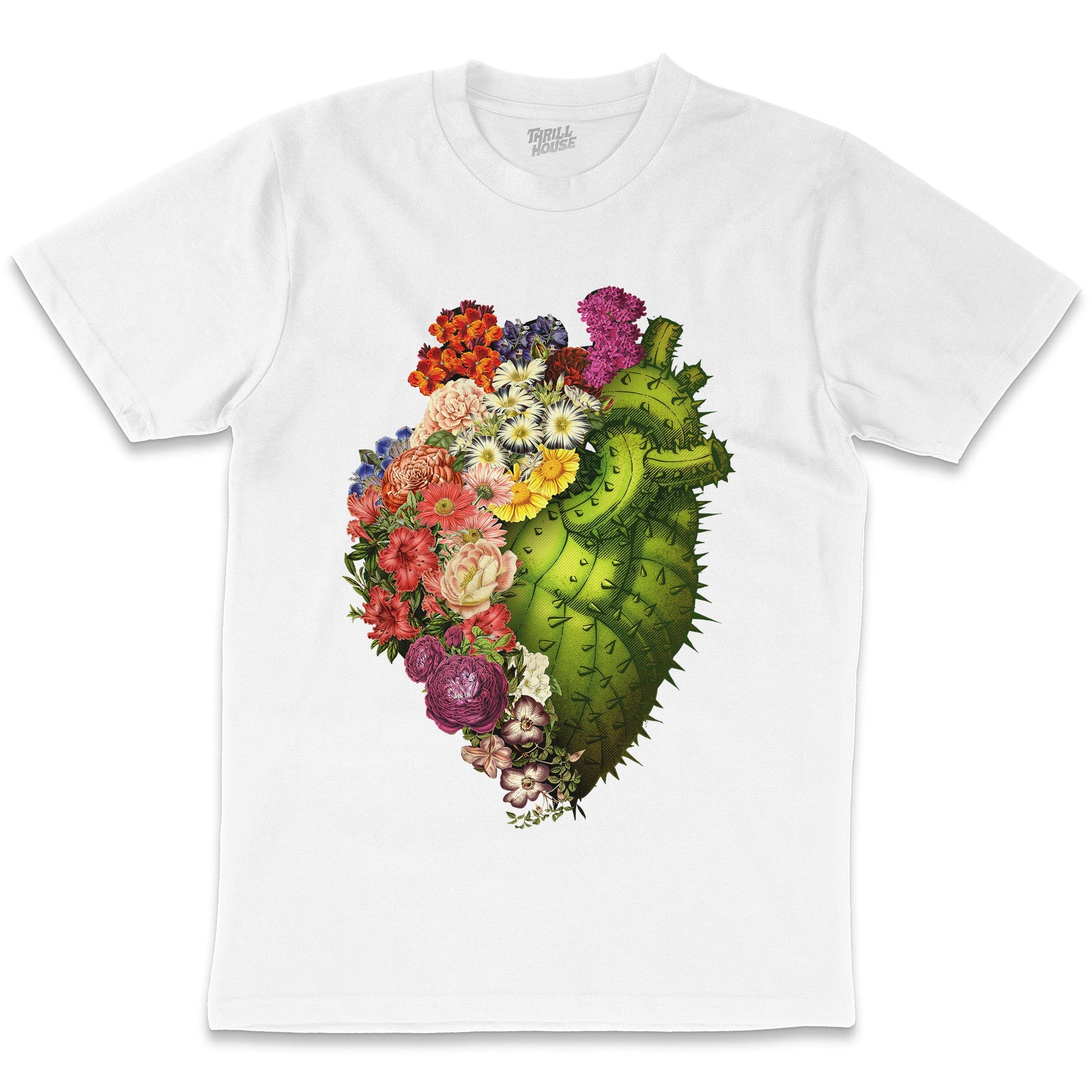 Healing Heart Floral Nature Flowers Artsy Anatomy Cool Design Love Cotton T-Shirt