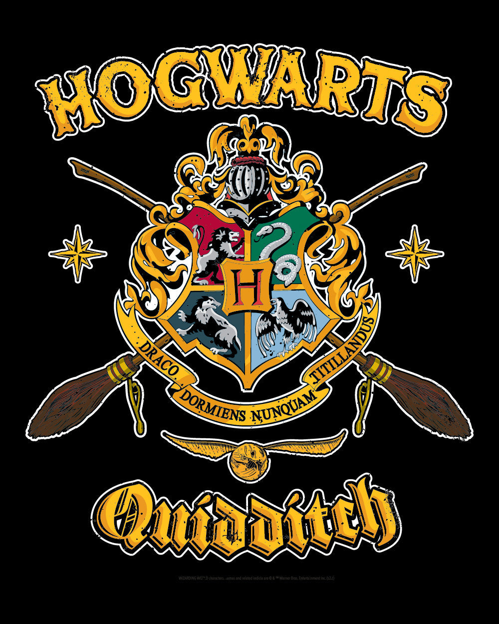 Harry Potter Hogwarts Quidditch Shield Witchcraft Wizardry School Officially Licensed Cotton T-Shirt